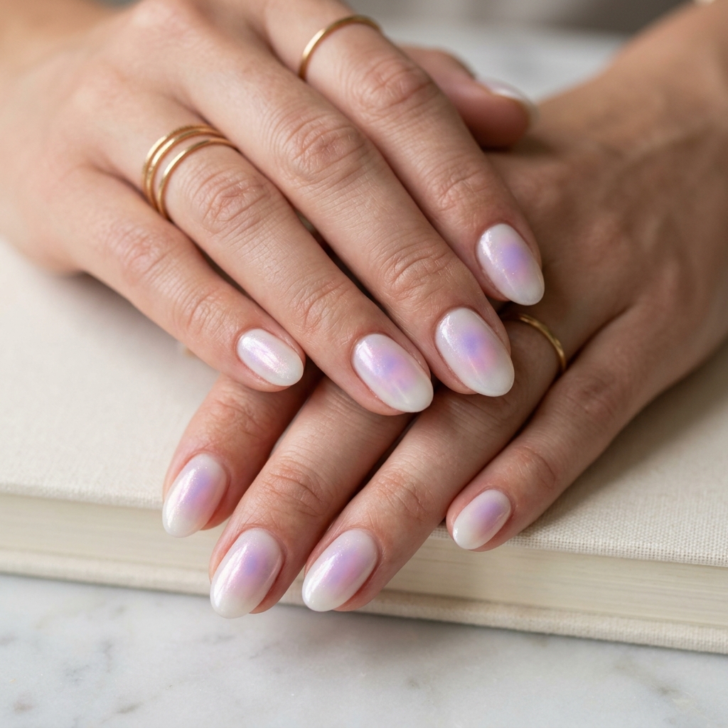Summer Wedding Nails 2026: Ethereal Dew Drop Aura Ethereal aura dew drop nails for summer wedding nails 2026. Whimsical, romantic soft square.
