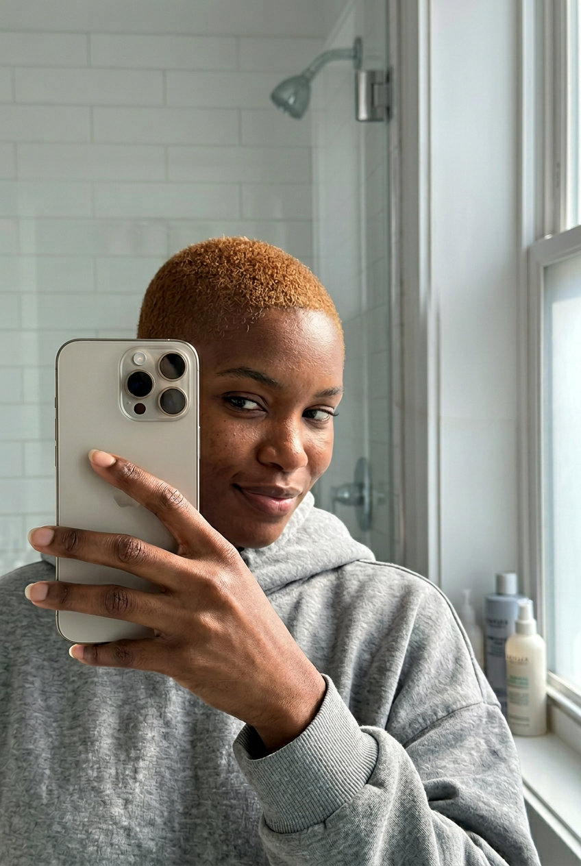 Bold Caramel Honey Buzz Cut 2026 Vibrant caramel honey brown hair color, uniform buzz cut for bold look