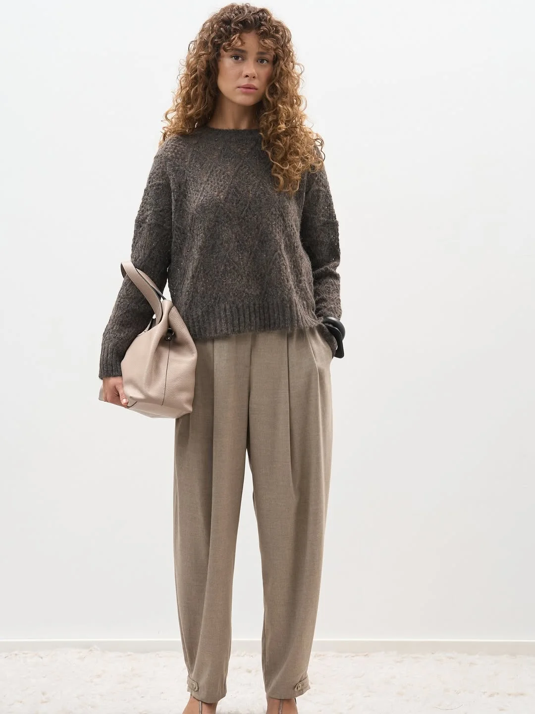all pants outfits for women 2026 Soft Taupe Barrel Pants For Quiet Minimalist Dressing