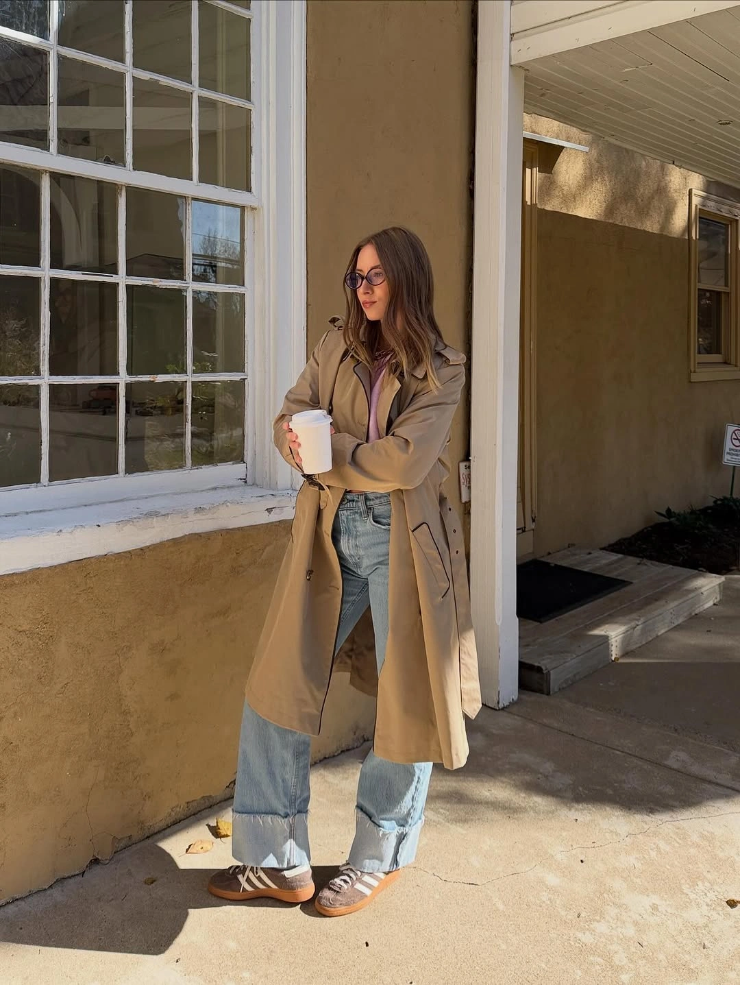 comfy fall outfits 2026 A Timeless Trench Coat That Makes Casual Denim Feel Polished