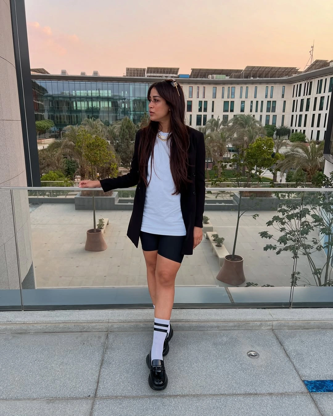 comfy fall outfits 2026 Minimal Blazer Styling with Biker Shorts