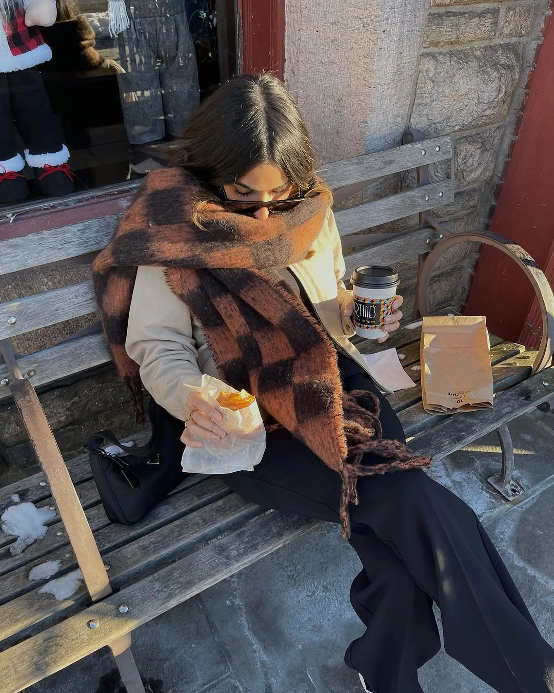 comfy fall outfits 2026 Oversized Plaid Scarf for the Coziest Coffee Break
