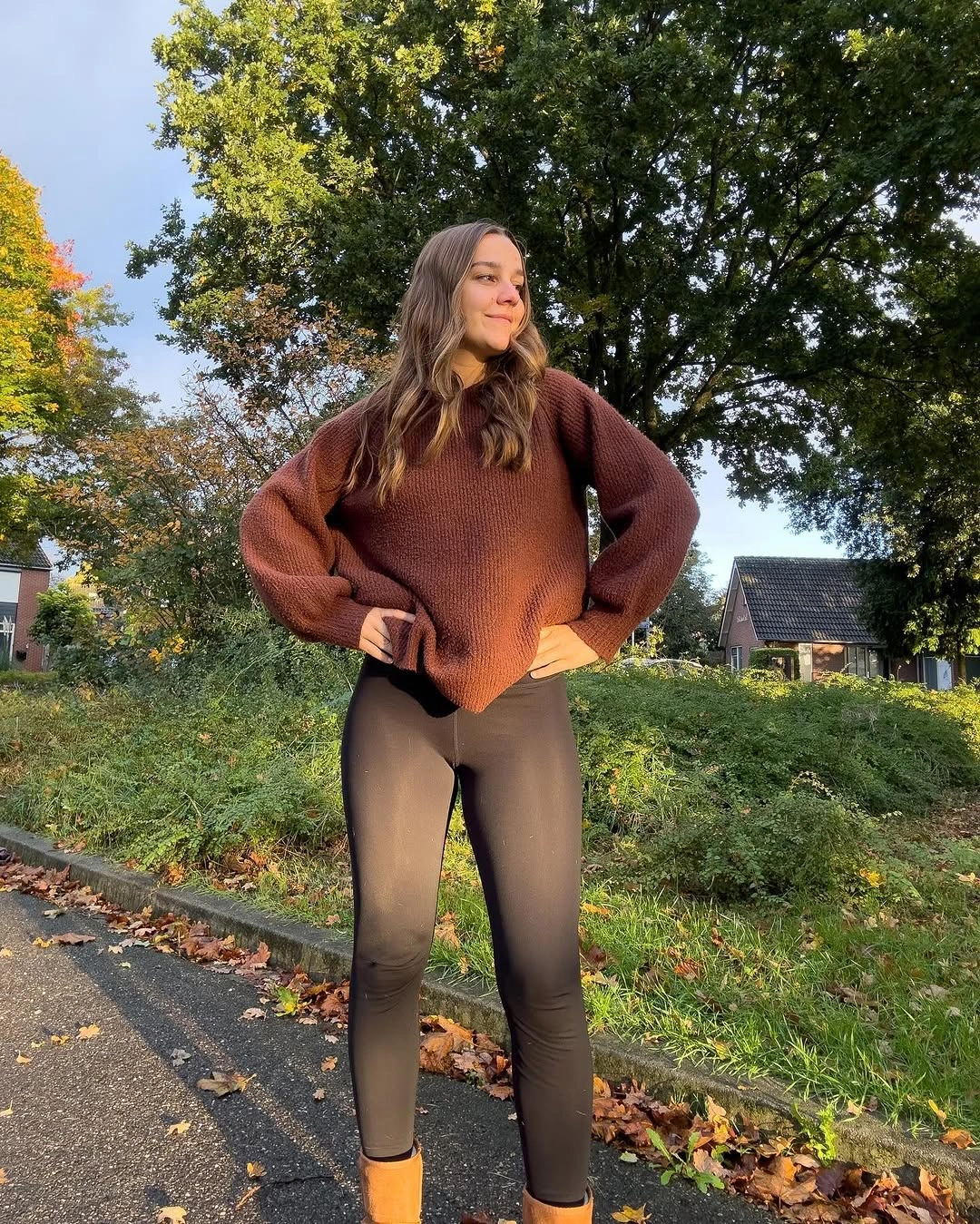 comfy fall outfits 2026 Oversized Knit and Black Leggings Done the Right Way