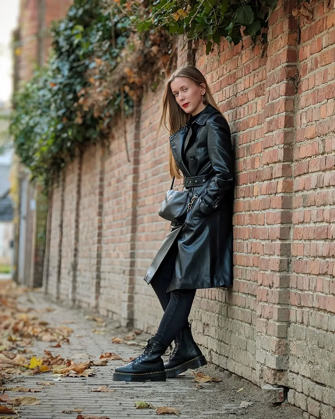 cute fall outfits docs 2026 A Leather Trench and Classic Lace-Up Docs Never Fail