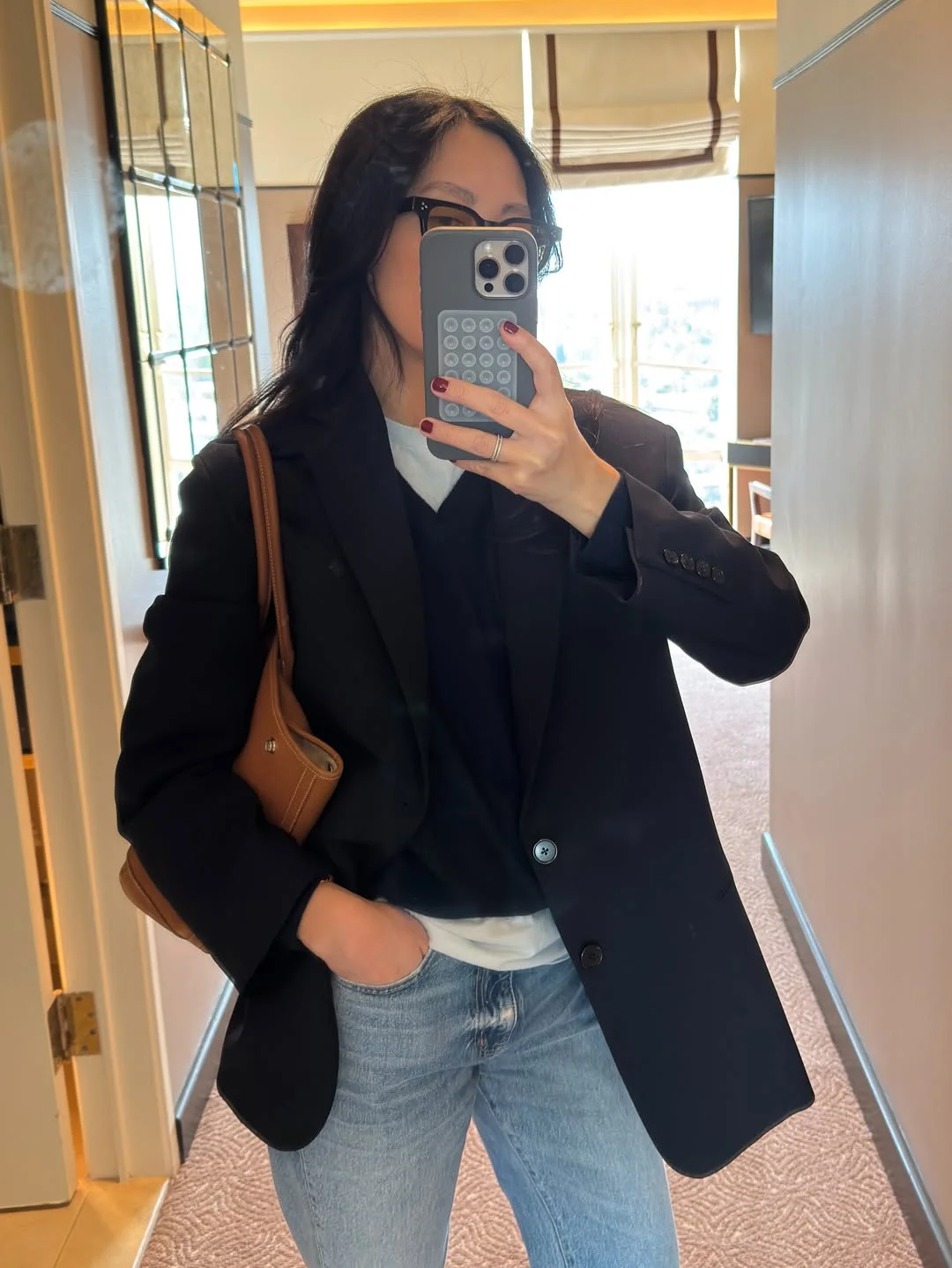 elegant fall office outfits 2026 Relaxed Blazers and Denim for Smart Casual Fridays