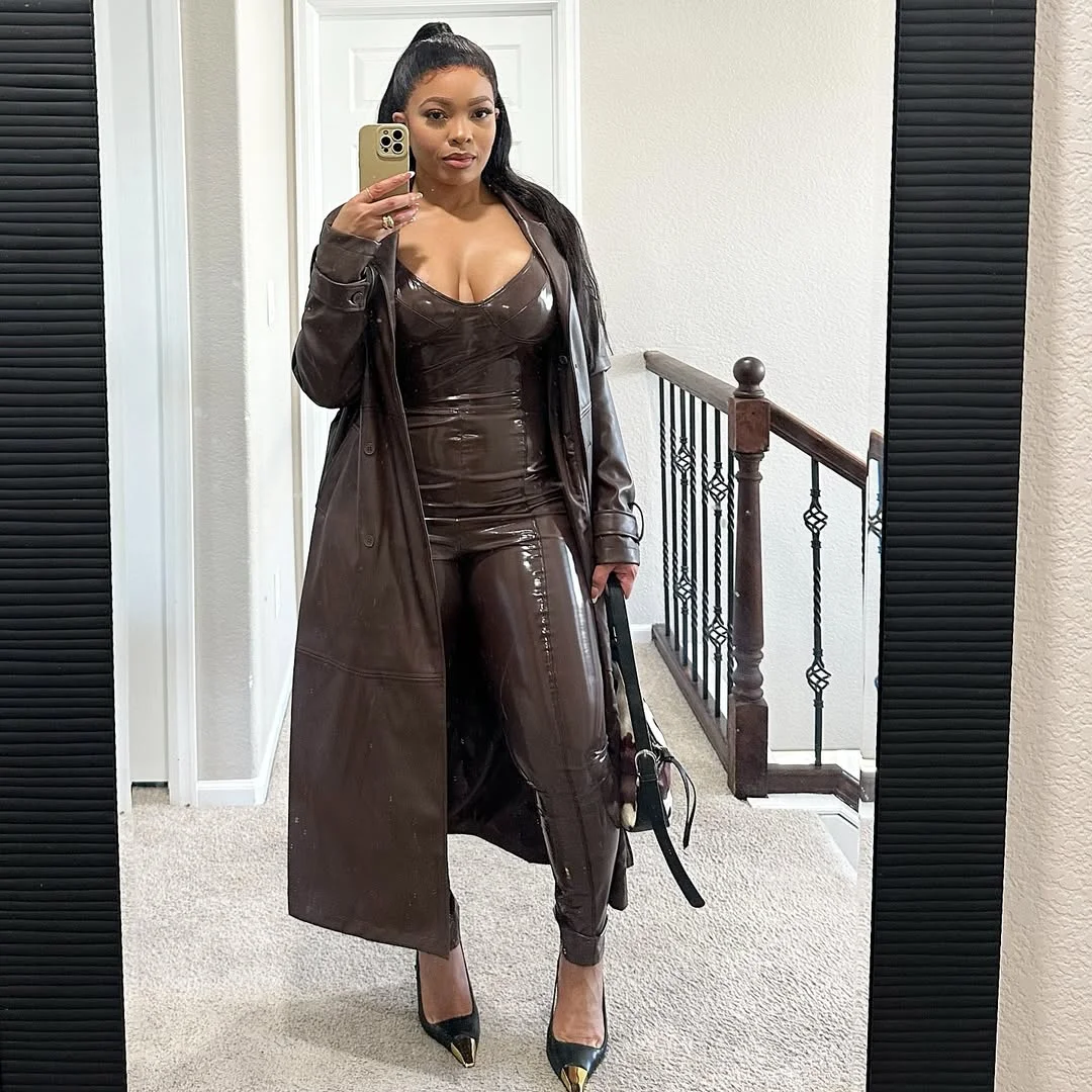 fall 2026 outfits for black women Chocolate Leather for a Confident Evening Look