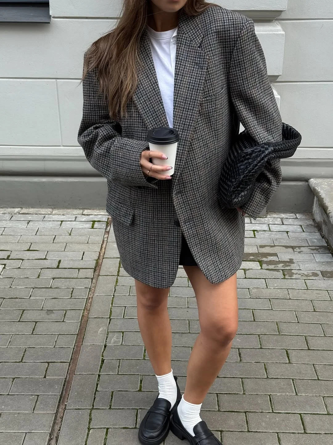 Fall blazer outfit inspo 2026 Oversized Plaid Blazer and Loafers for That Effortless Pinterest Fall Mood