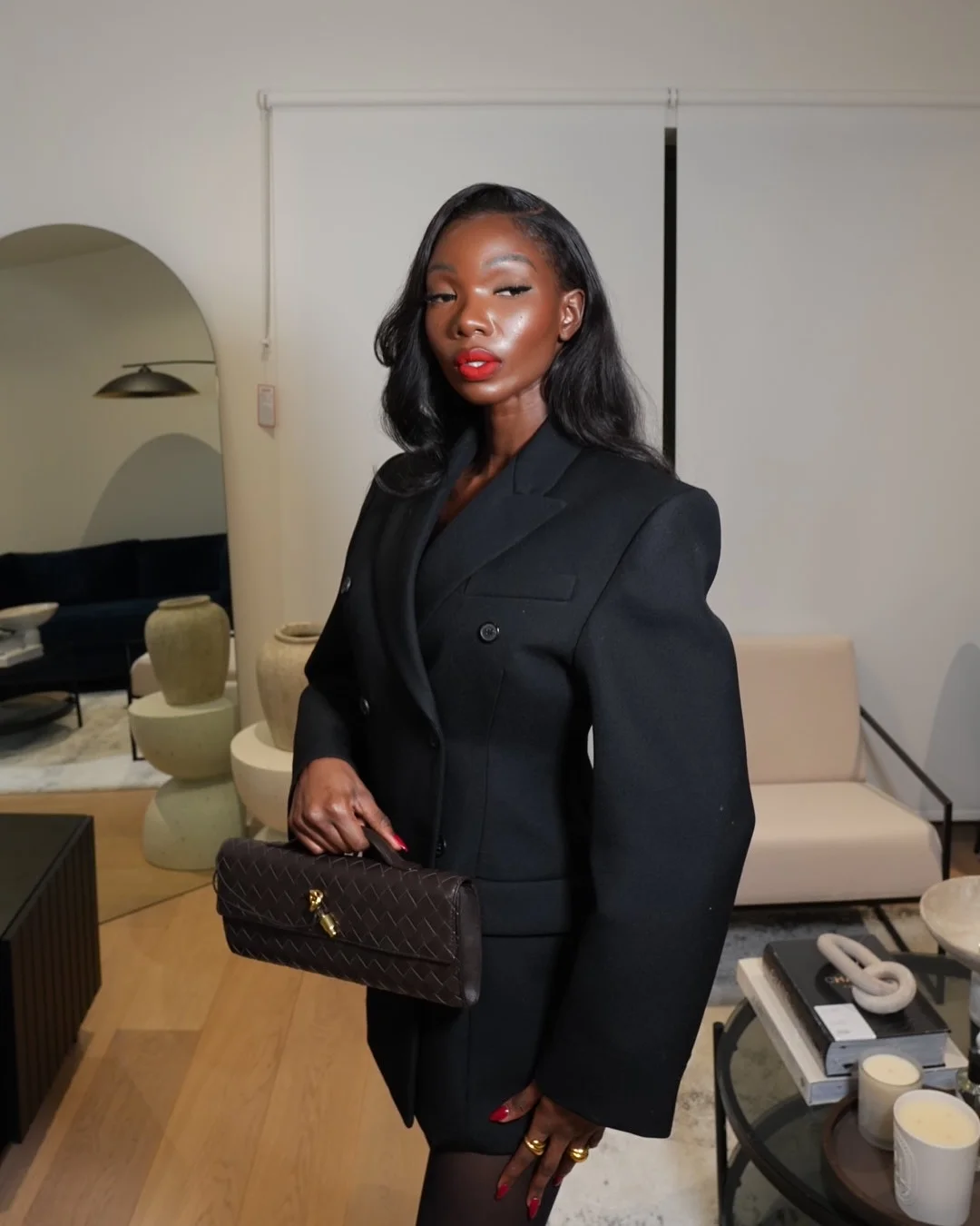 Fall blazer outfit inspo 2026 Sharp Black Tailoring for Elevated Evening Style