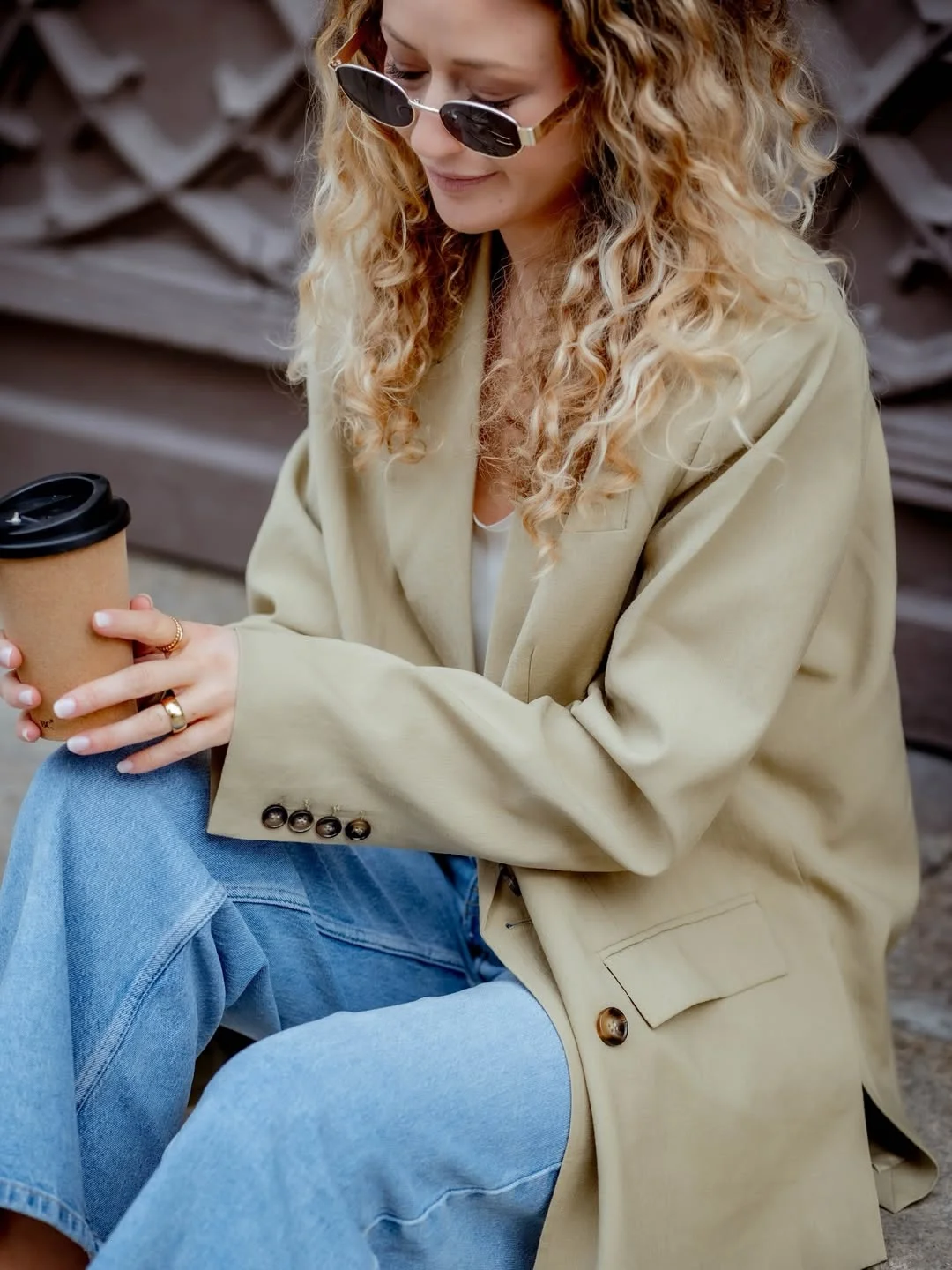 Fall blazer outfit inspo 2026 Soft Neutral Blazer and Relaxed Denim for Cozy Fall Coffee Runs