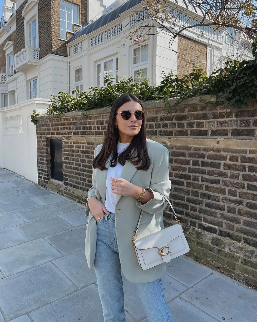 Fall blazer outfit inspo 2026 Soft Sage Tailoring and Light-Wash Denim for Early Fall