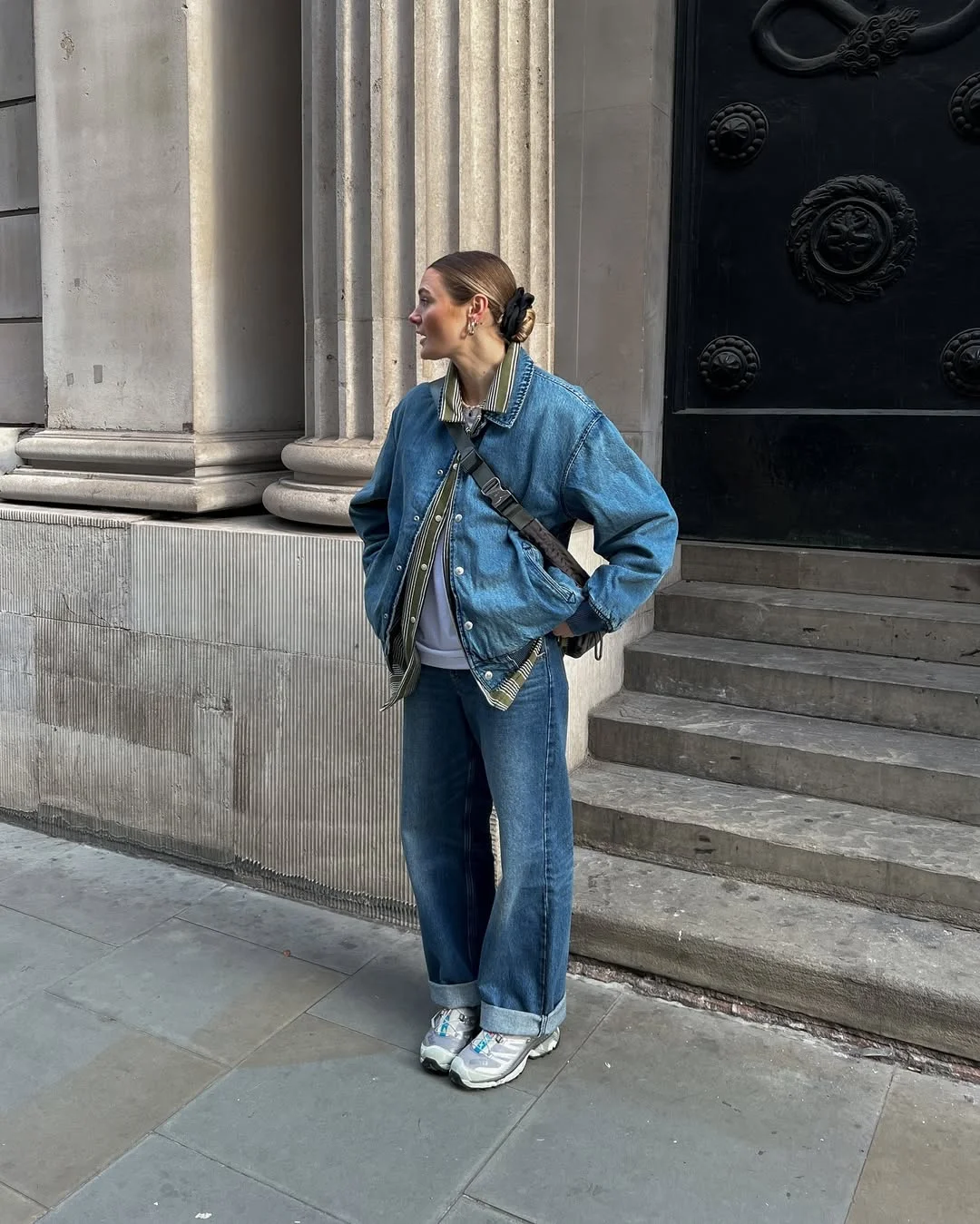 fall denim outfits for women 2026 Relaxed Denim Jackets and Wide-Leg Jeans with a Sporty Twist