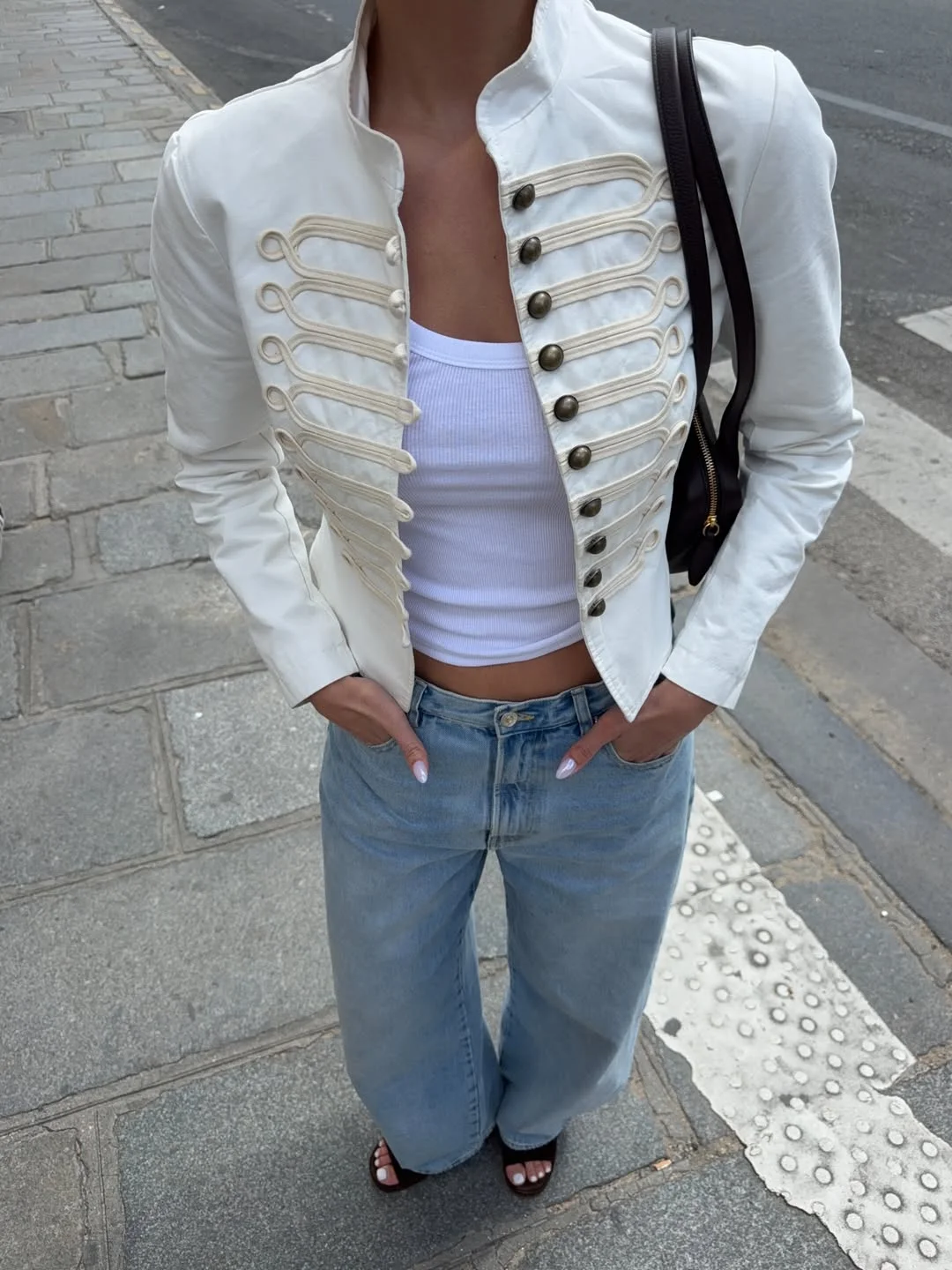 fall denim outfits for women 2026 Soft Light-Wash Denim with Statement White Layers
