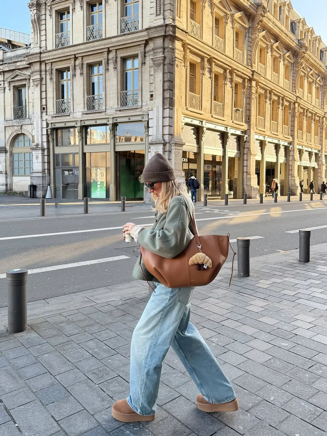 fall fashion outfits 2026 Soft Sage Knit and Light Denim for Effortless European Mornings