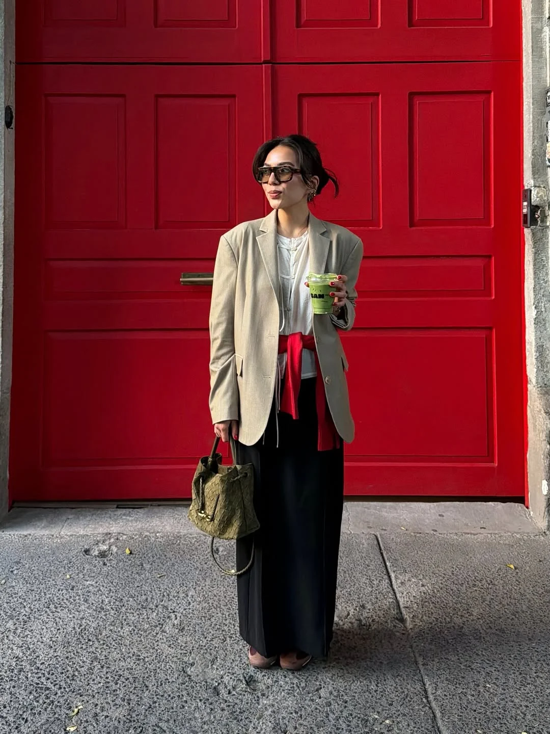 fall fashion outfits 2026 Neutral Tailoring with a Bold Red Accent