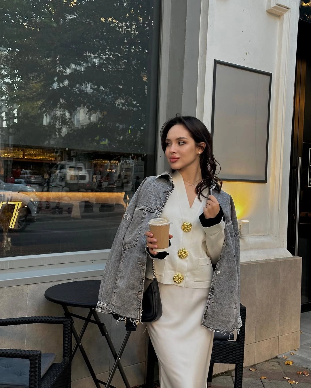 fall going out outfits 2026 Soft Neutrals with a Denim Jacket for Modern Feminine Style