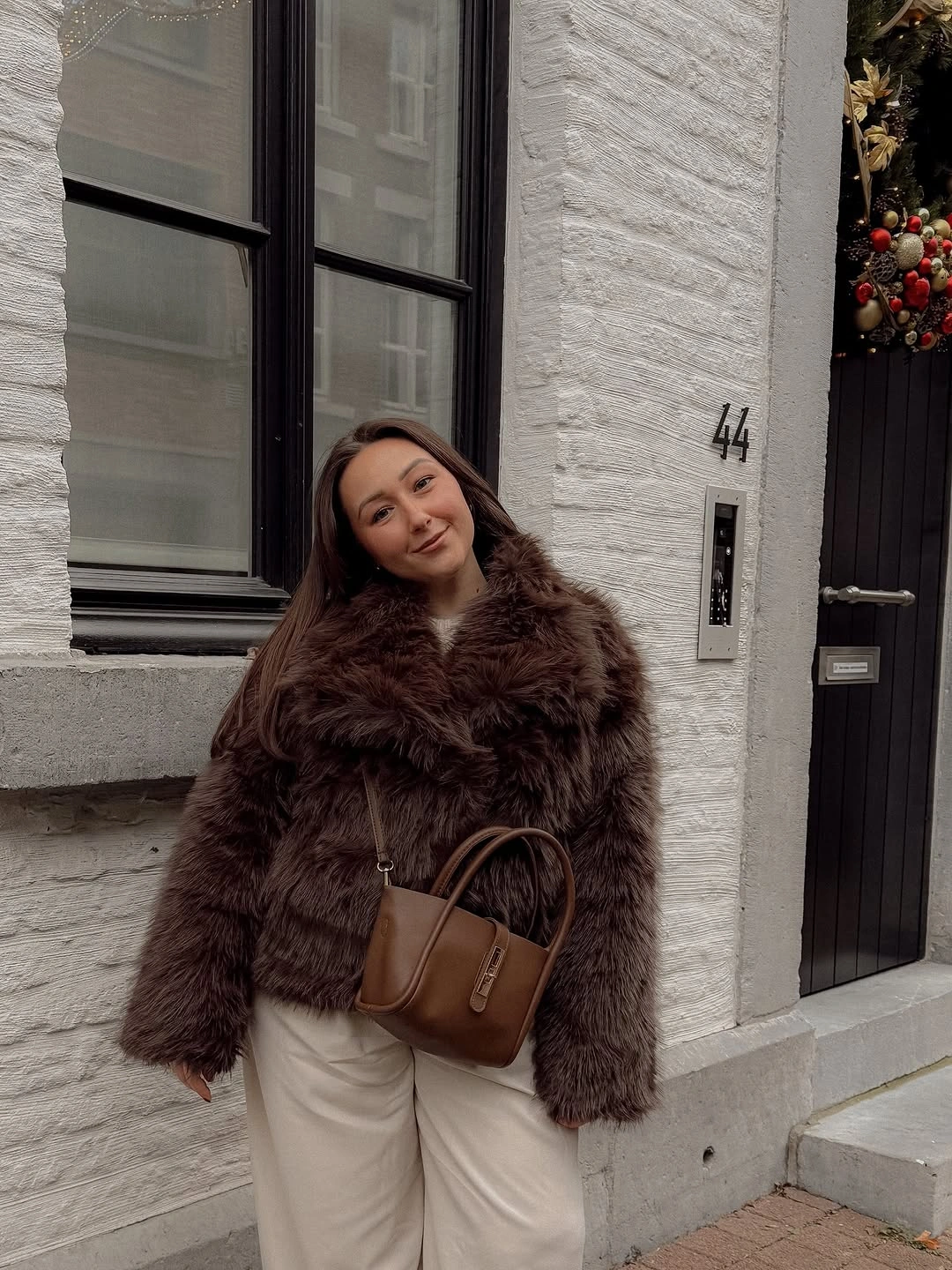 fall going out outfits 2026 Rich Brown Faux Fur for Elegant Cold-Weather Evenings