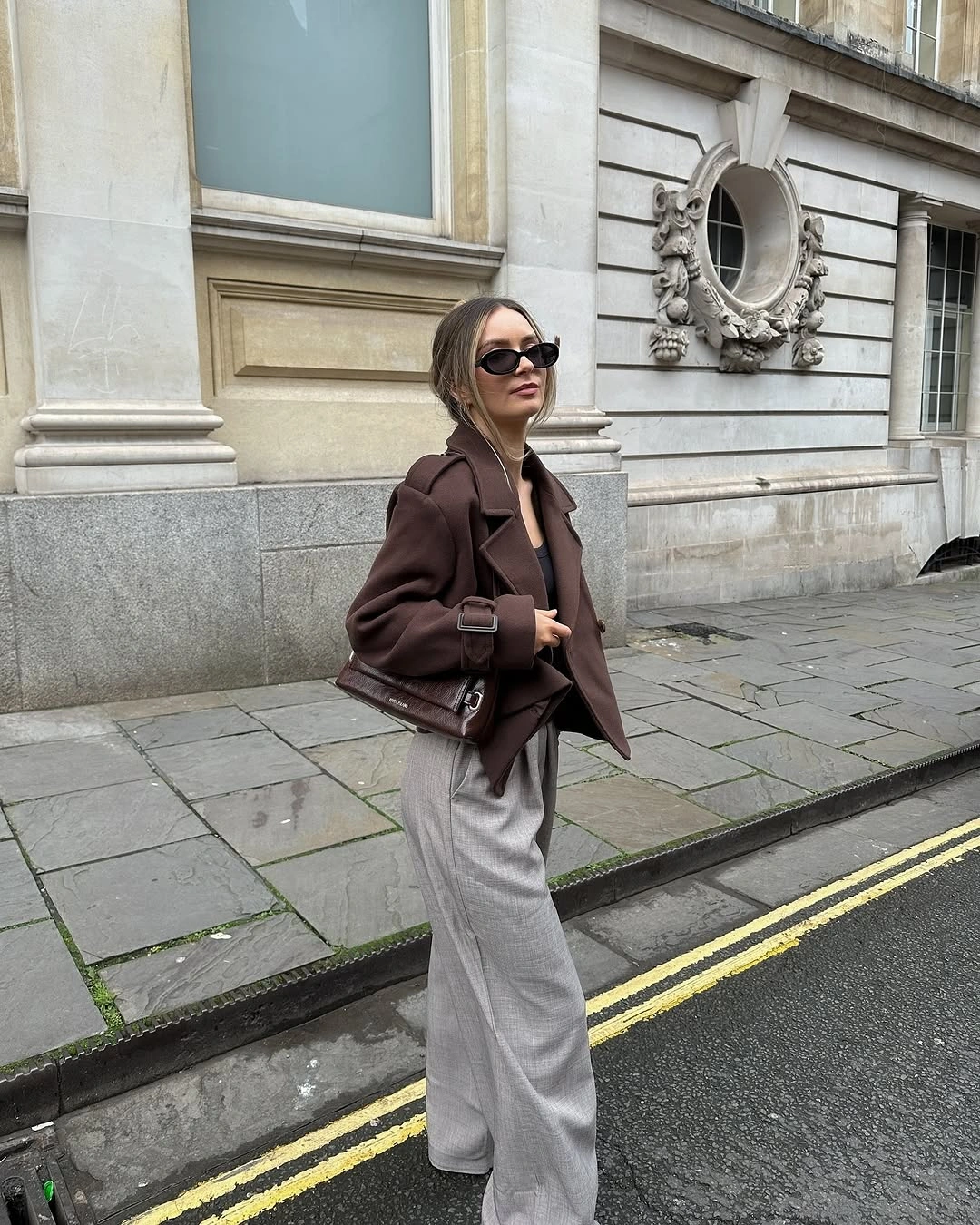 fall going out outfits 2026 Chocolate Brown Layers with Relaxed Tailoring