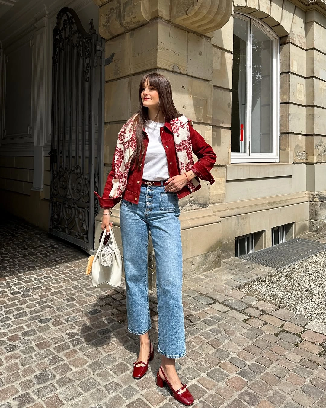 fall mom outfits 2026 Burgundy Accents Bring Classic Denim Back to Life