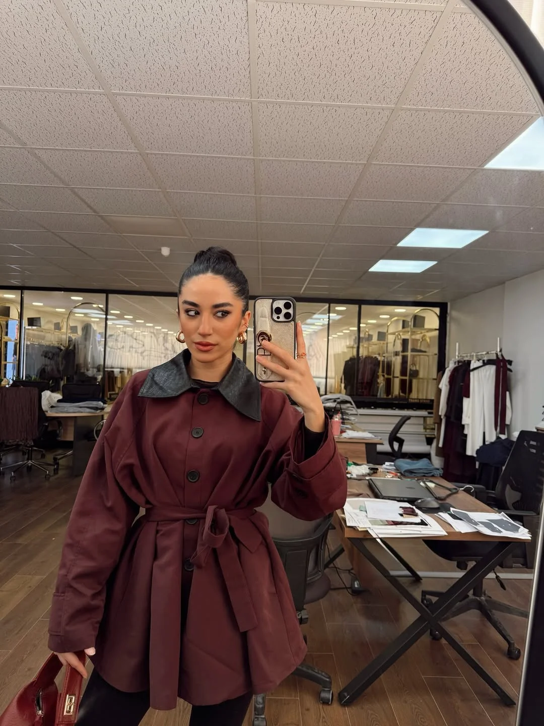 fall office outfits for women 2026 Burgundy Outerwear That Makes Every Office Morning Feel Elevated