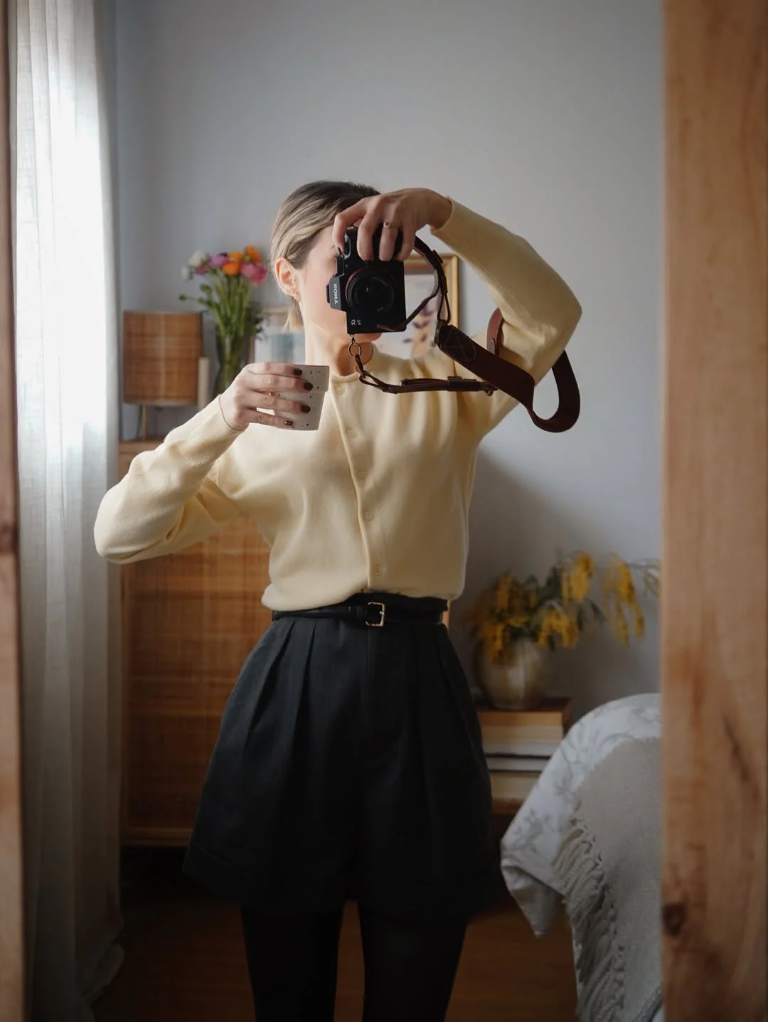 fall office outfits for women 2026 A Cardigan and Shorts Combination That Feels Surprisingly Office Ready