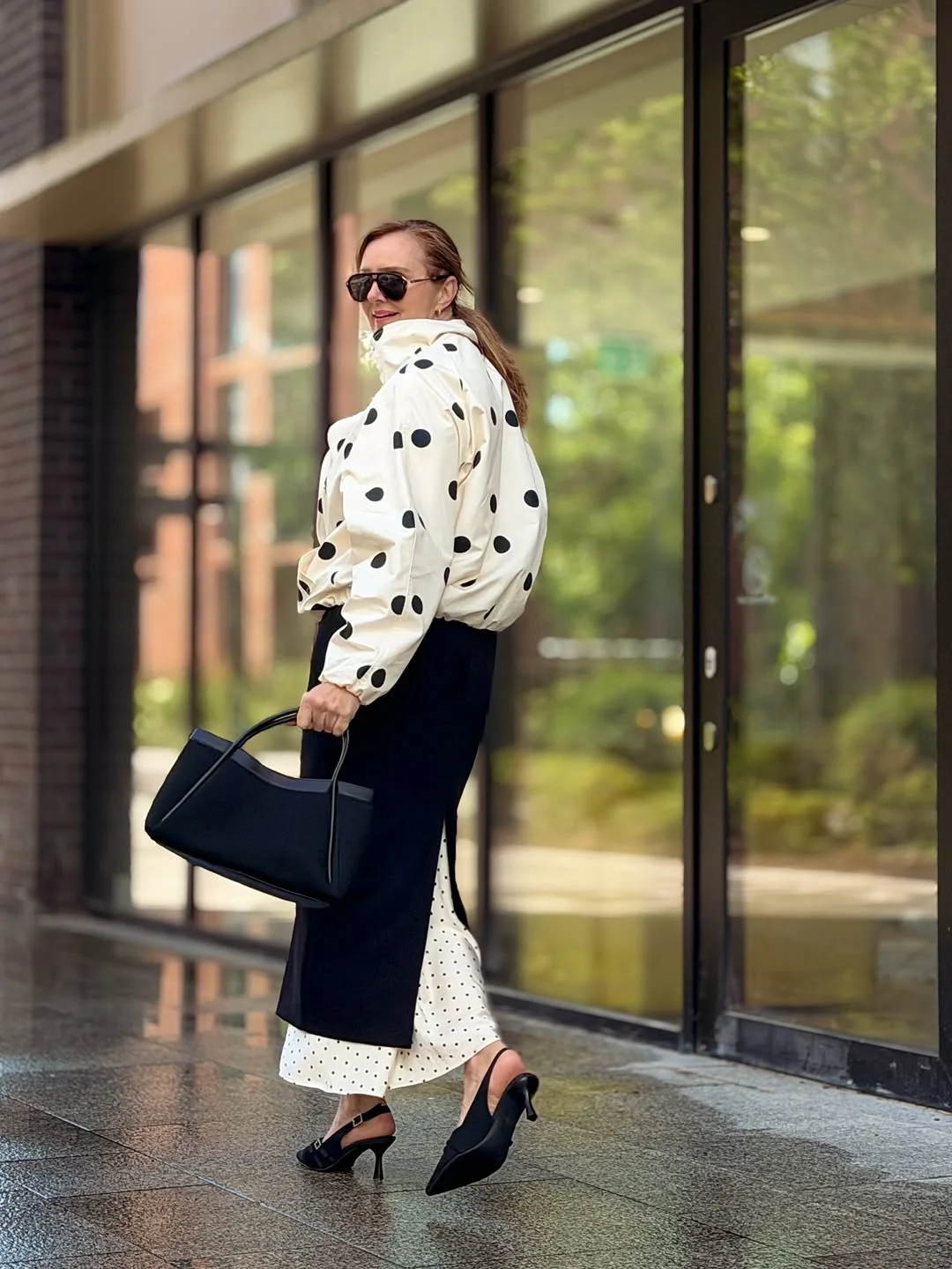 fall outfits for big busted women 2026 Polka Dot Elegance With Sophisticated Layering