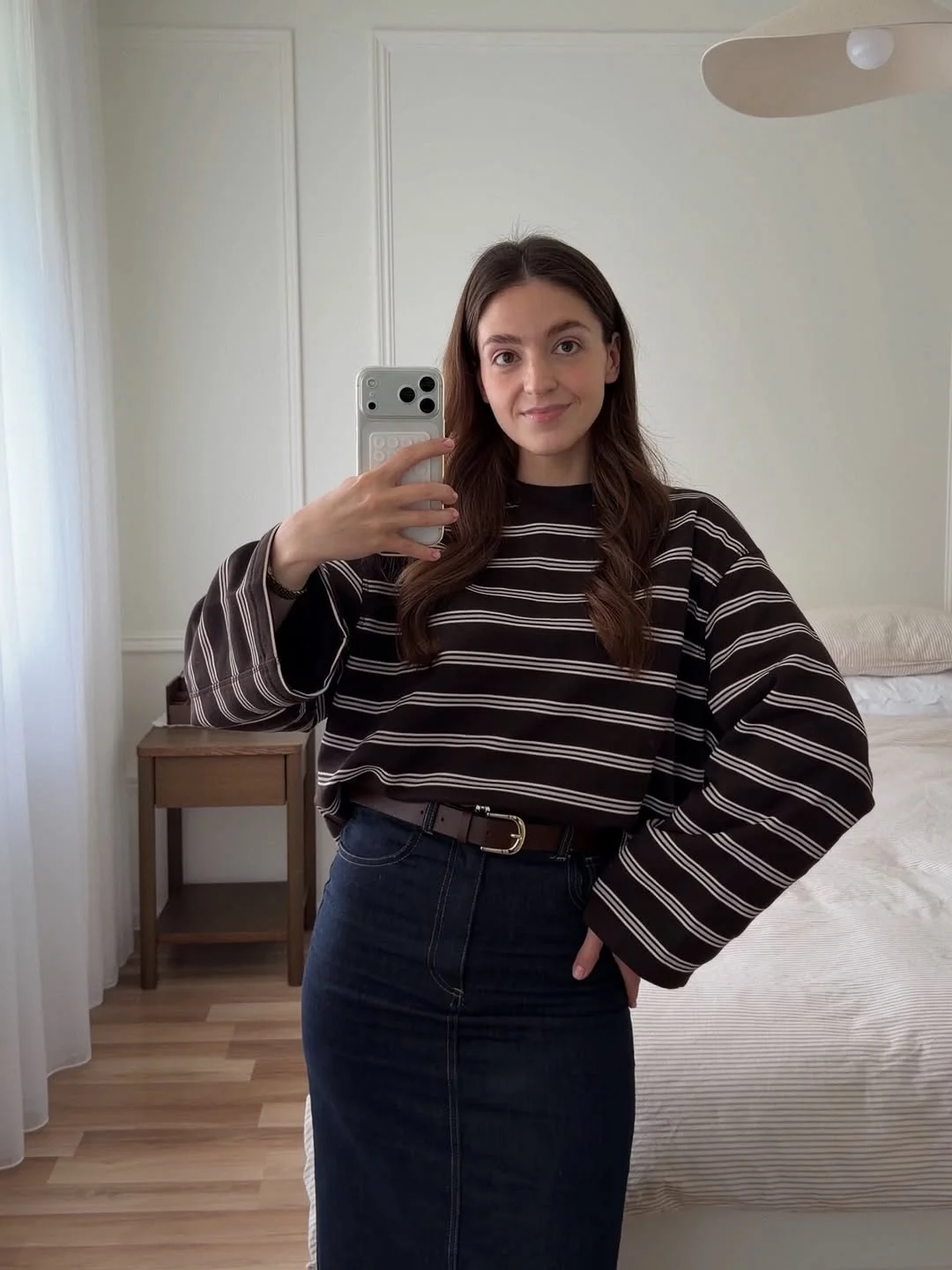 fall outfits for big busted women 2026 Relaxed Stripes With Denim for Everyday Comfort