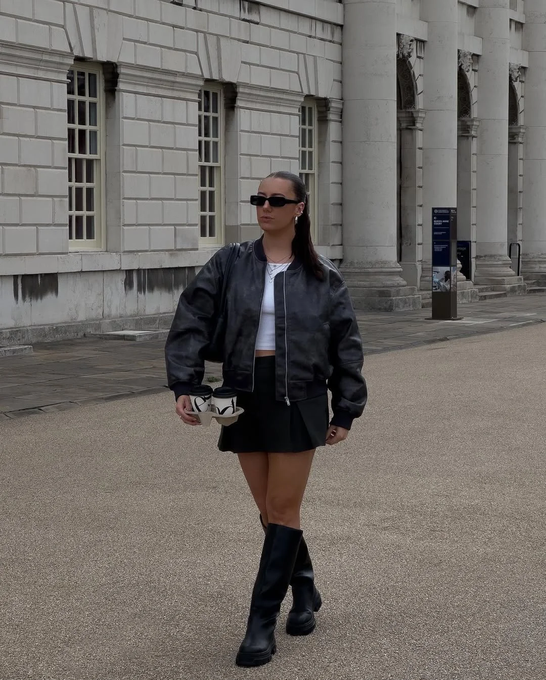 fall outfits with boots 2026 Leather Jacket and Mini Skirt with Modern Boots