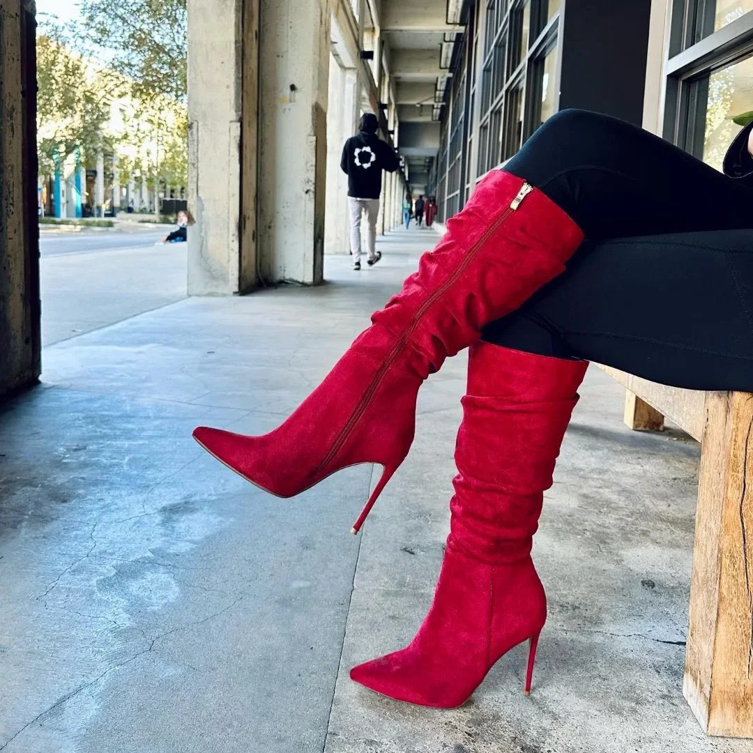 fall outfits with leggings and boots 2026 Bold Red Boots For Maximum Autumn Confidence