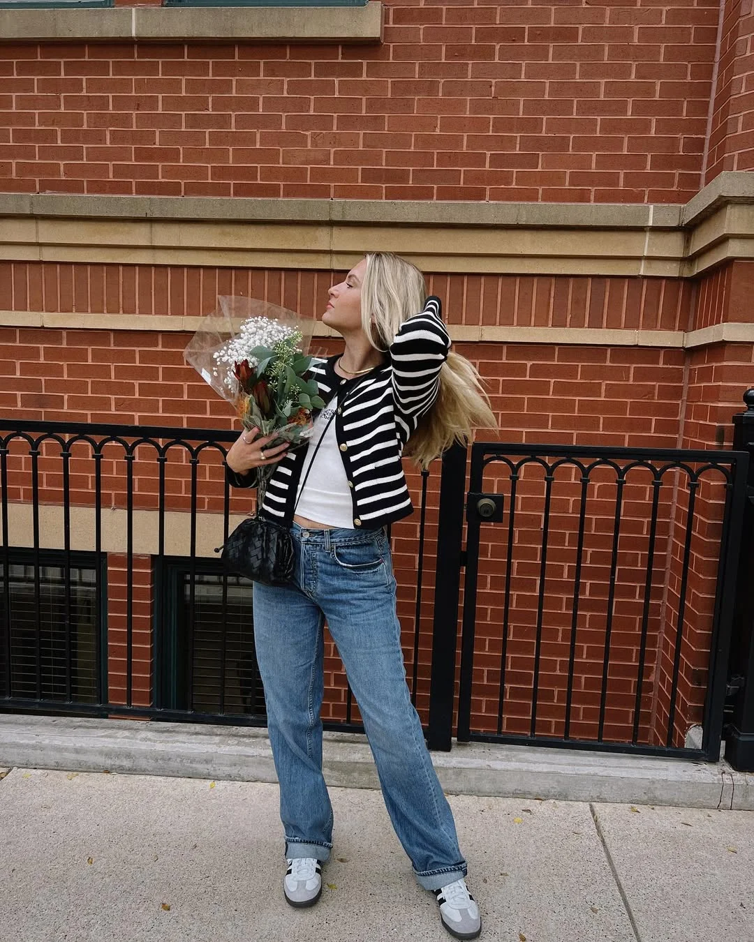 fall outfits with sneakers and jeans 2026 Parisian Stripes Meet Relaxed Denim for Everyday Elegance