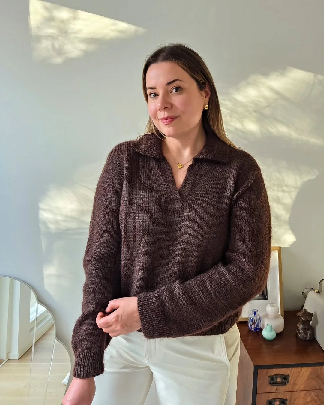 fall outfits with sweater 2026 A Chocolate Collar Sweater That Feels Relaxed Yet Polished