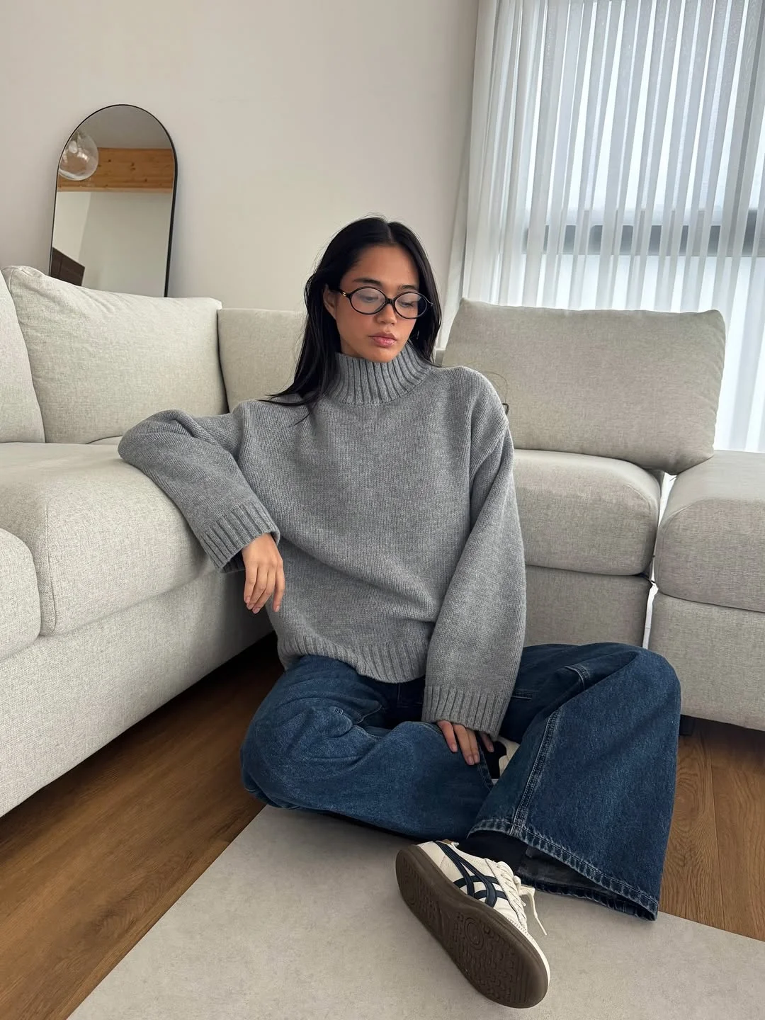 fall outfits with sweater 2026 Oversized Gray Turtleneck for Ultimate Cozy Days