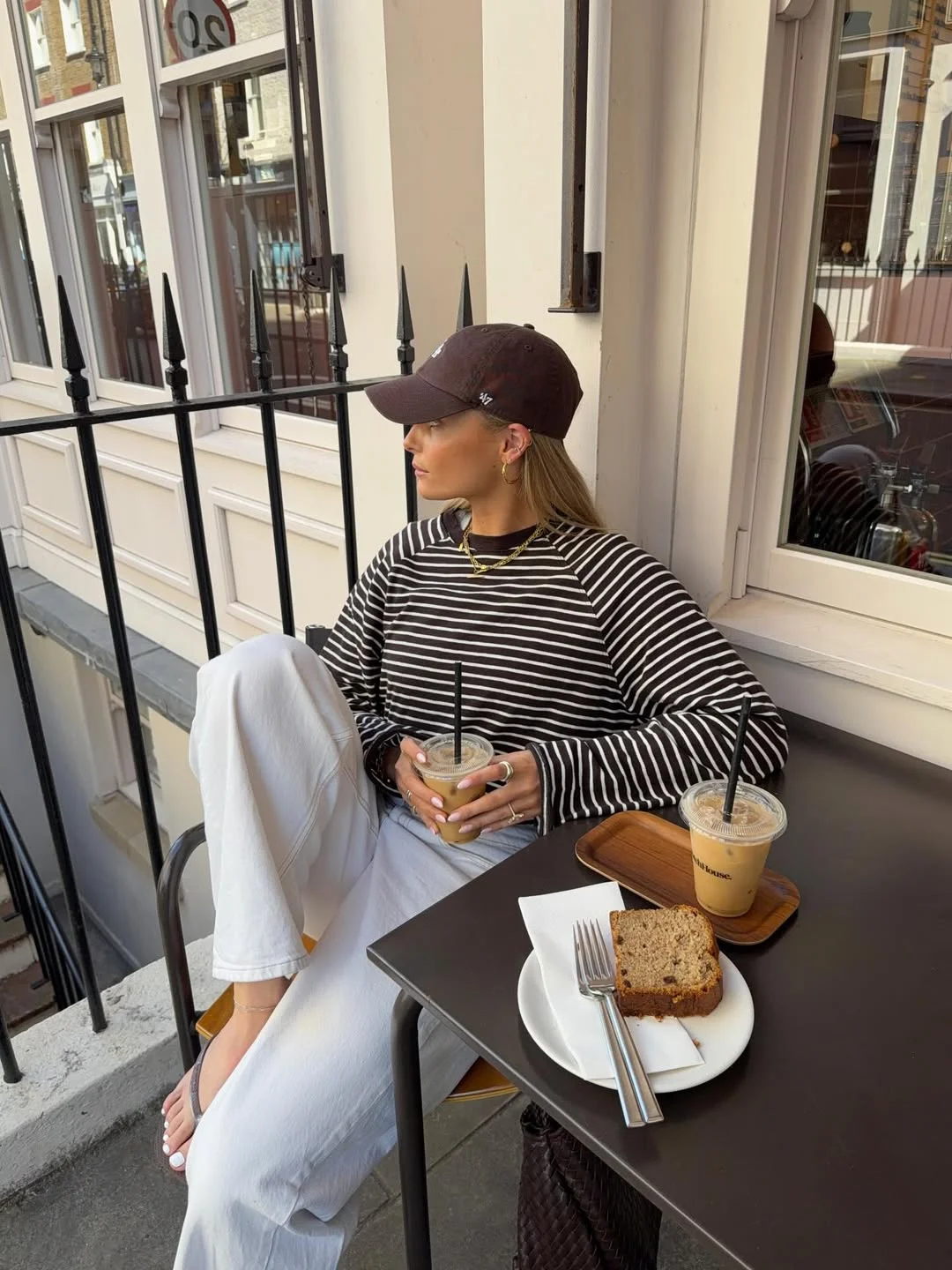 fall outfits with sweater 2026 Classic Stripes and Relaxed White Denim for Coffee Runs