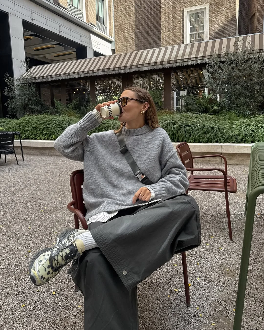 fall outfits with sweater 2026 Relaxed Grey Sweater and Sporty Maxi Skirt Combination