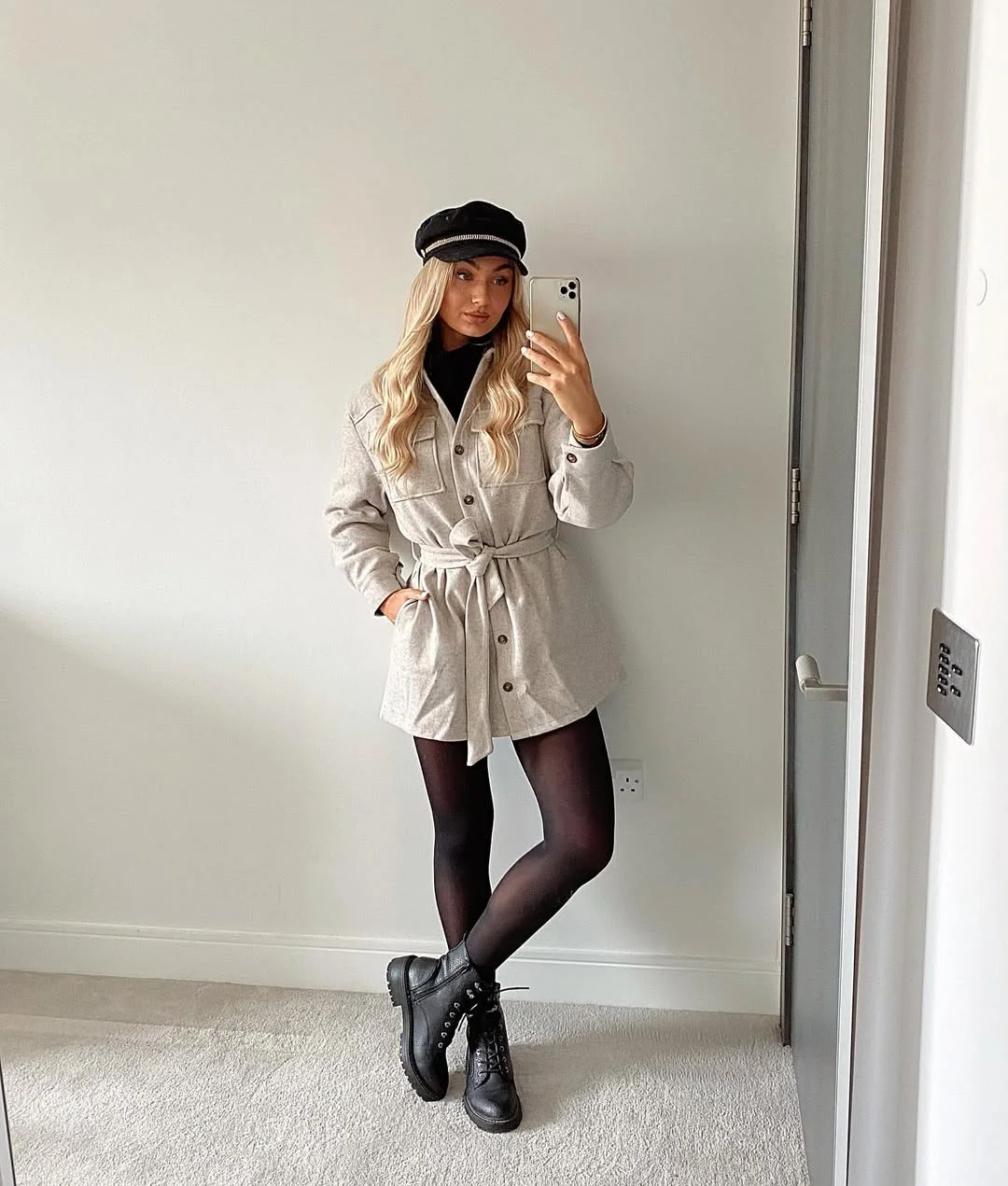 fall outfits with tights and skirt 2026 Shacket Dresses and Combat Boots for Everyday Fall Style