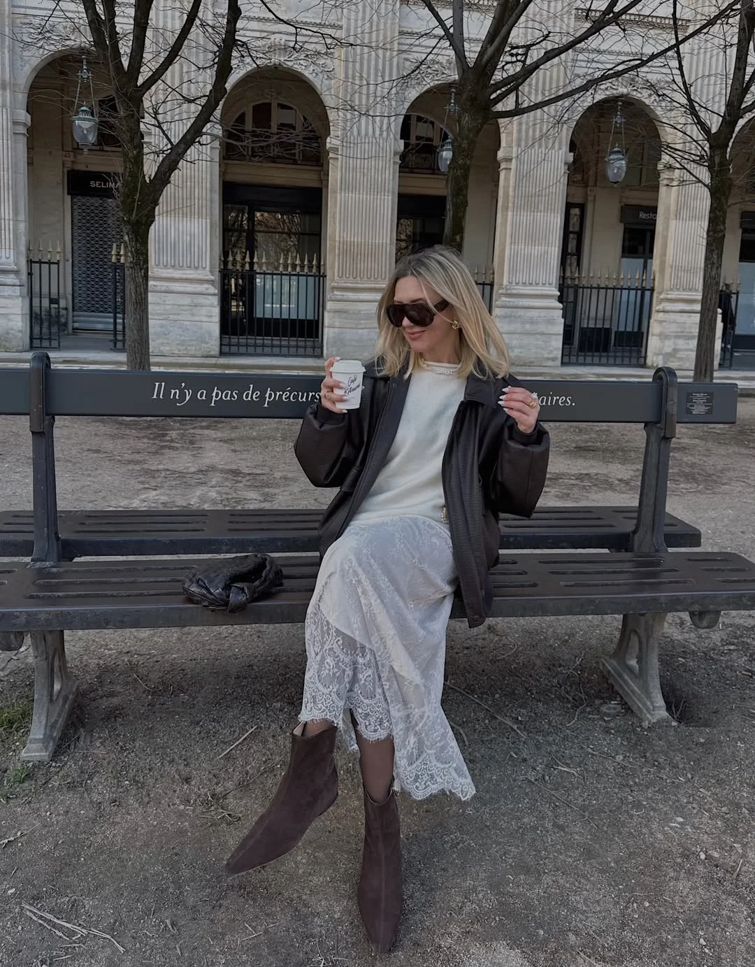 fall outfits with tights and skirt 2026 Soft Lace Skirts Meet Relaxed European Fall Style