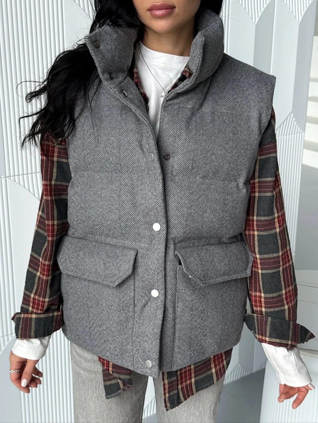 fall outfits with vests 2026 Heritage Plaid and Structured Puffers for Cozy Weather