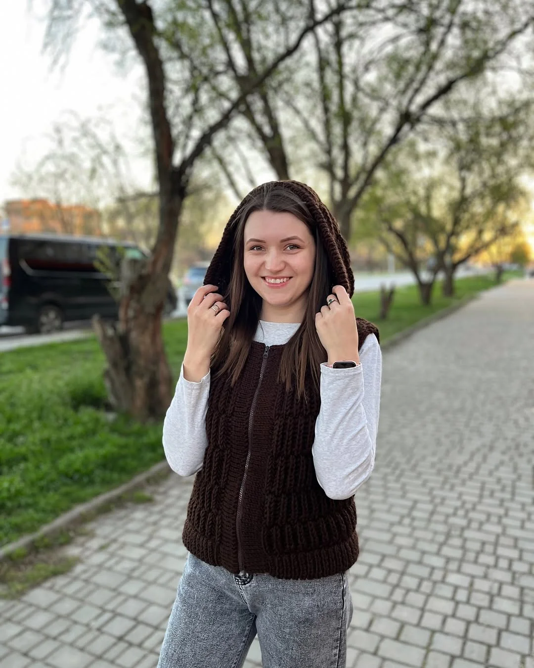 fall outfits with vests 2026 Chunky Knit Hooded Vests for Weekend Walks