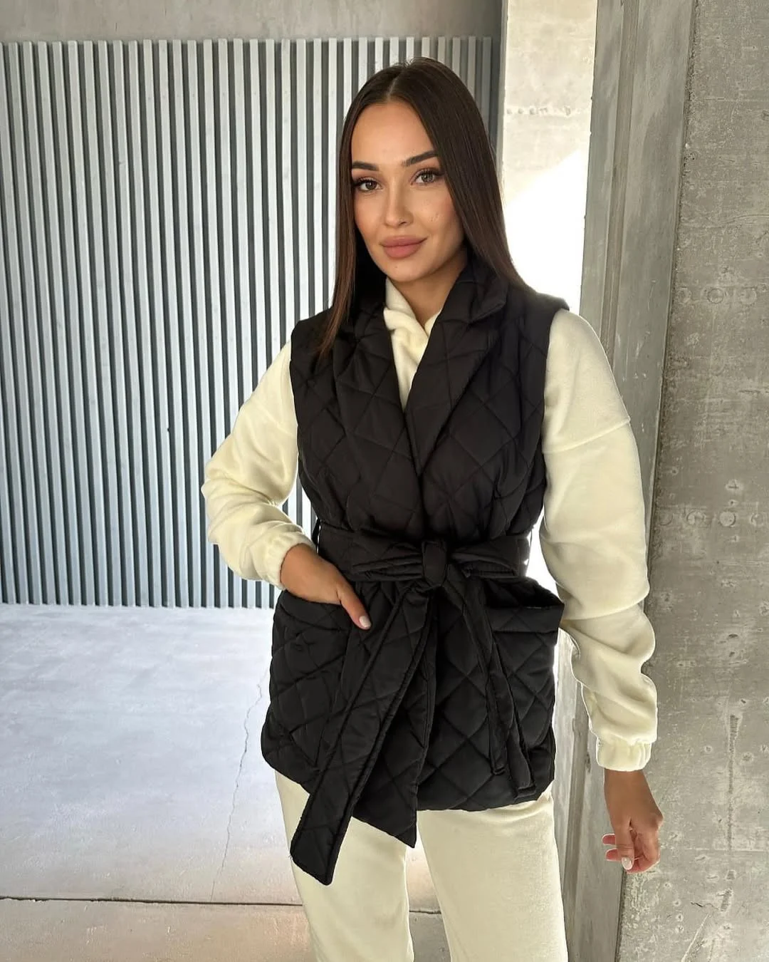 fall outfits with vests 2026 Quilted Tie-Waist Vests Blend Comfort with Shape