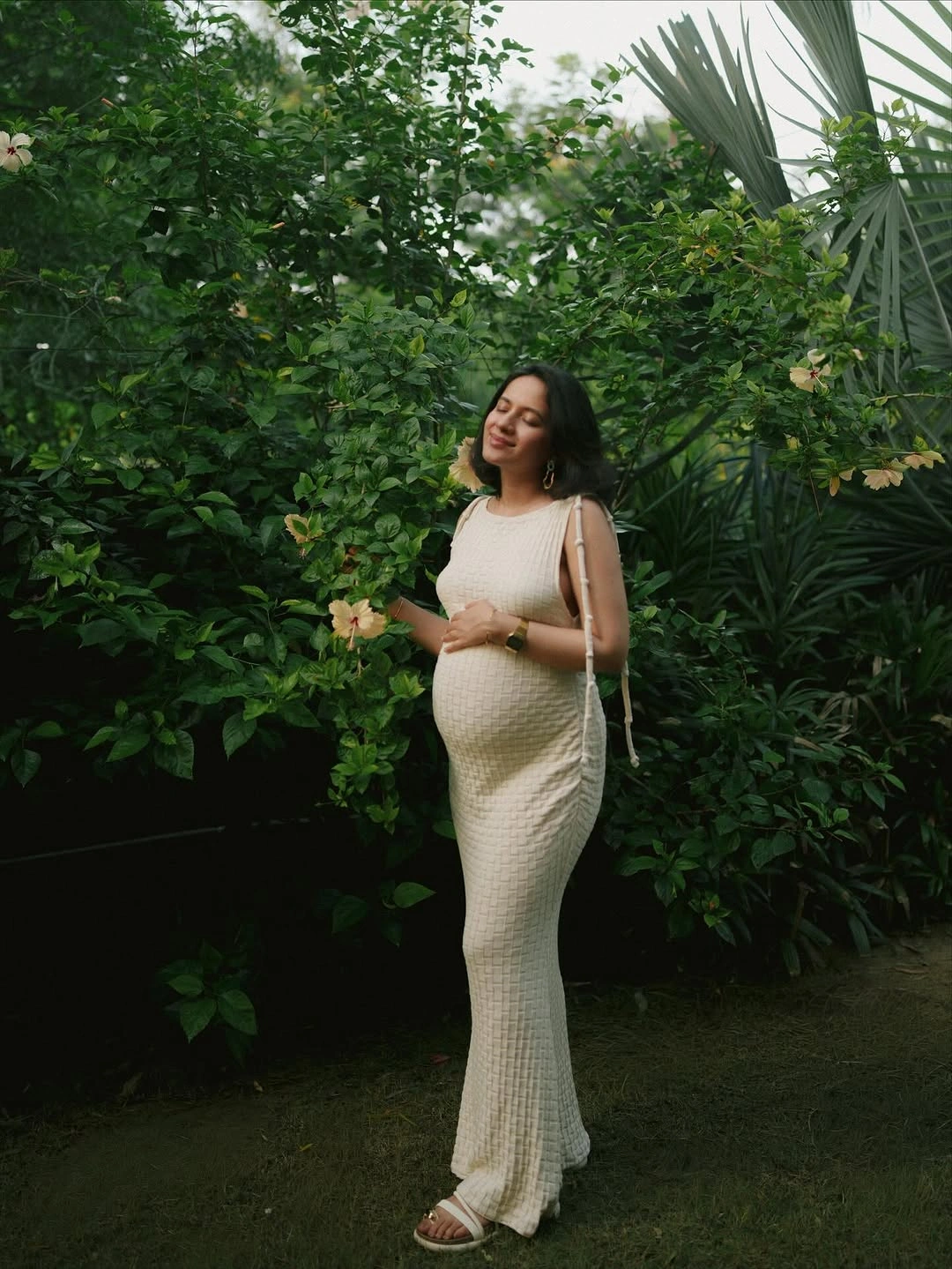 fall pregnancy outfits 2026 A Polka Dot Maxi Dress That Feels Romantic Year-Round