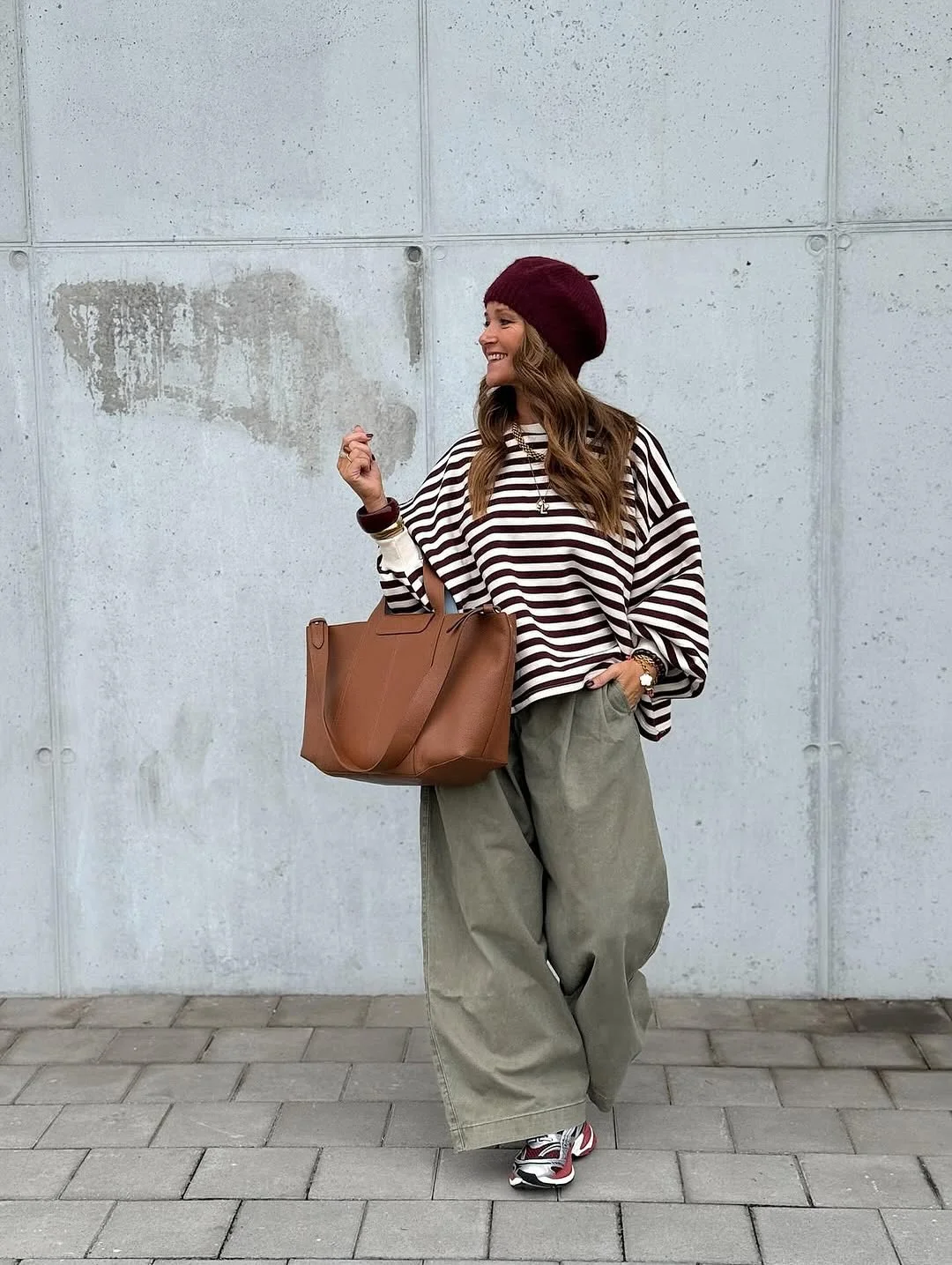fall street fashion nyc 2026 Relaxed Stripes and Oversized Trousers Keep Casual Fall Style Interesting