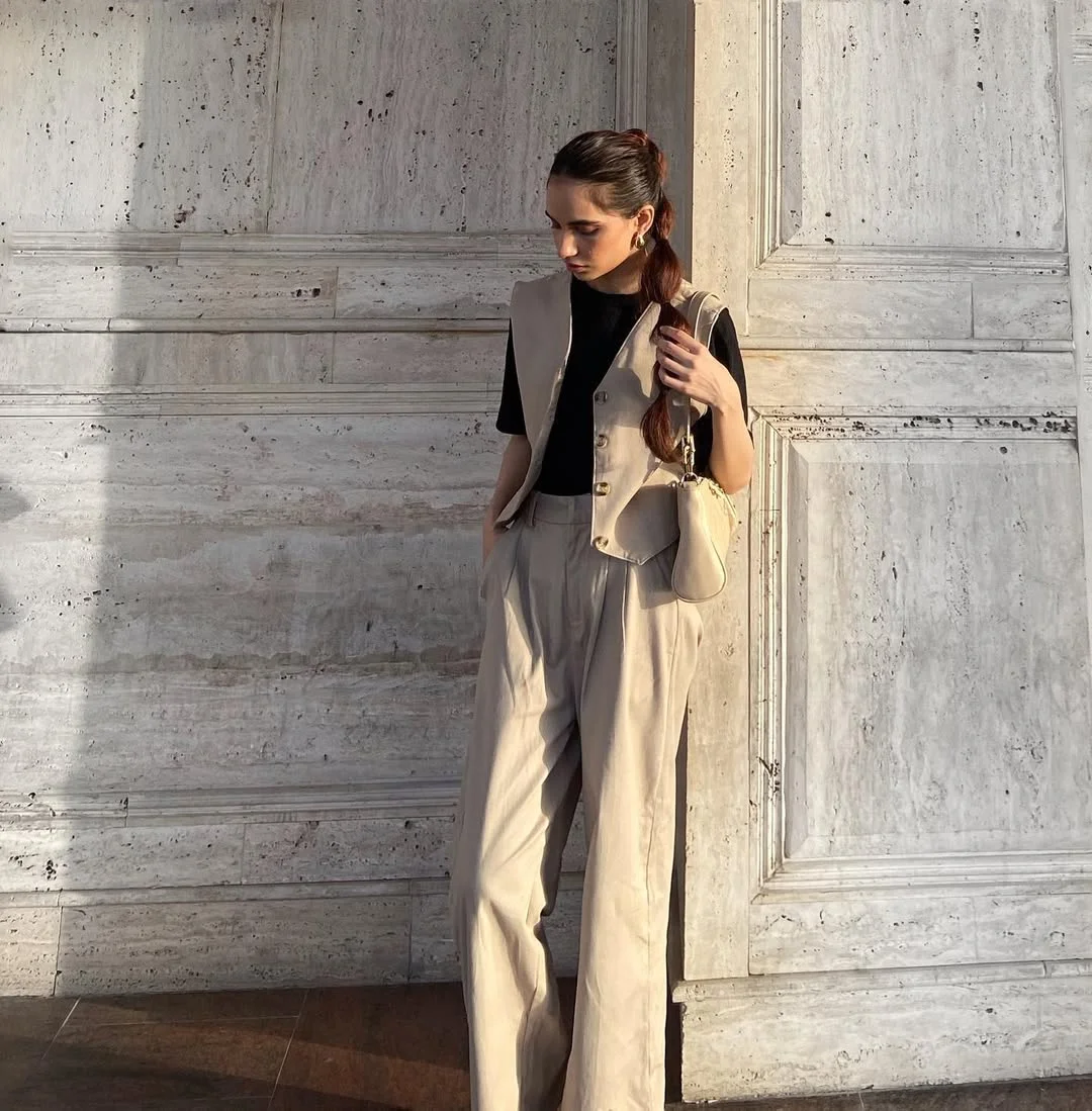 fall vest outfits for women 2026 Minimal Beige Tailoring for Everyday Elegance