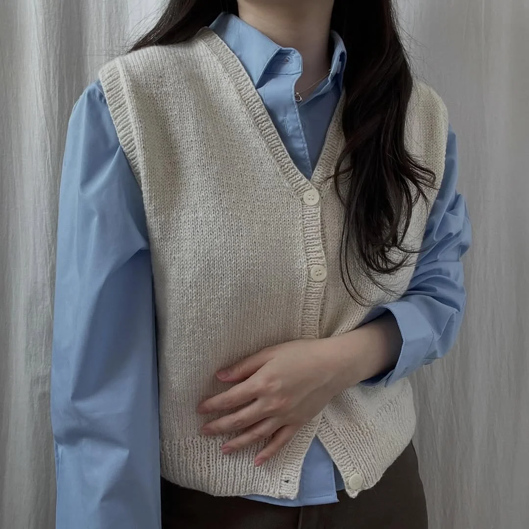 fall vest outfits for women 2026 Soft Cream Knit Vest for Elevated Everyday Dressing