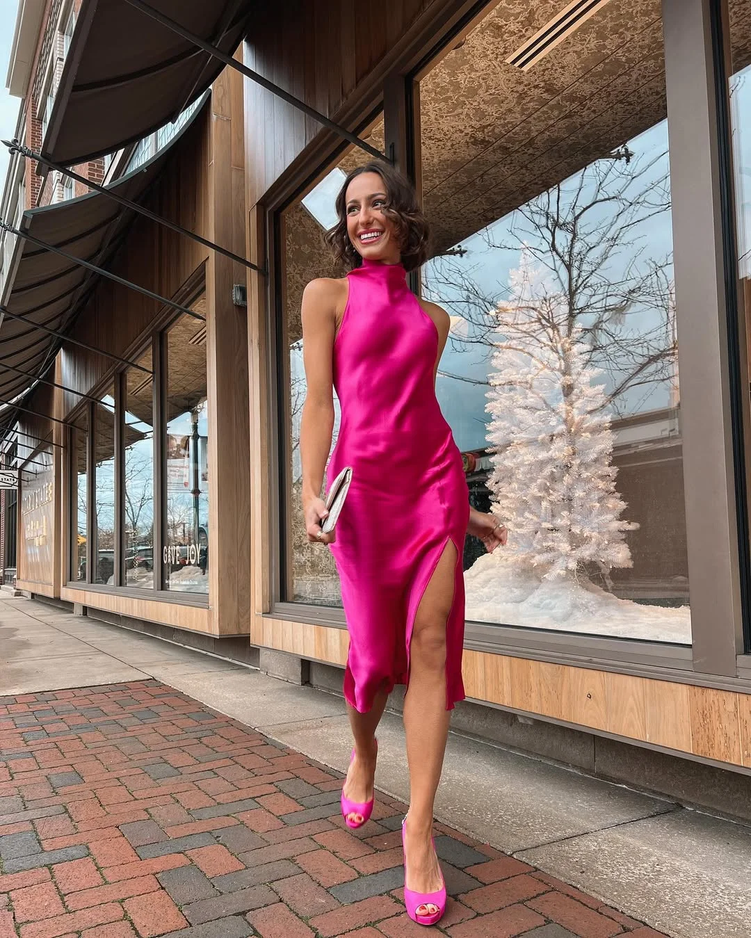 fall wedding guest dress 2026 Hot Pink Satin For Fashion-Forward Winter Weddings