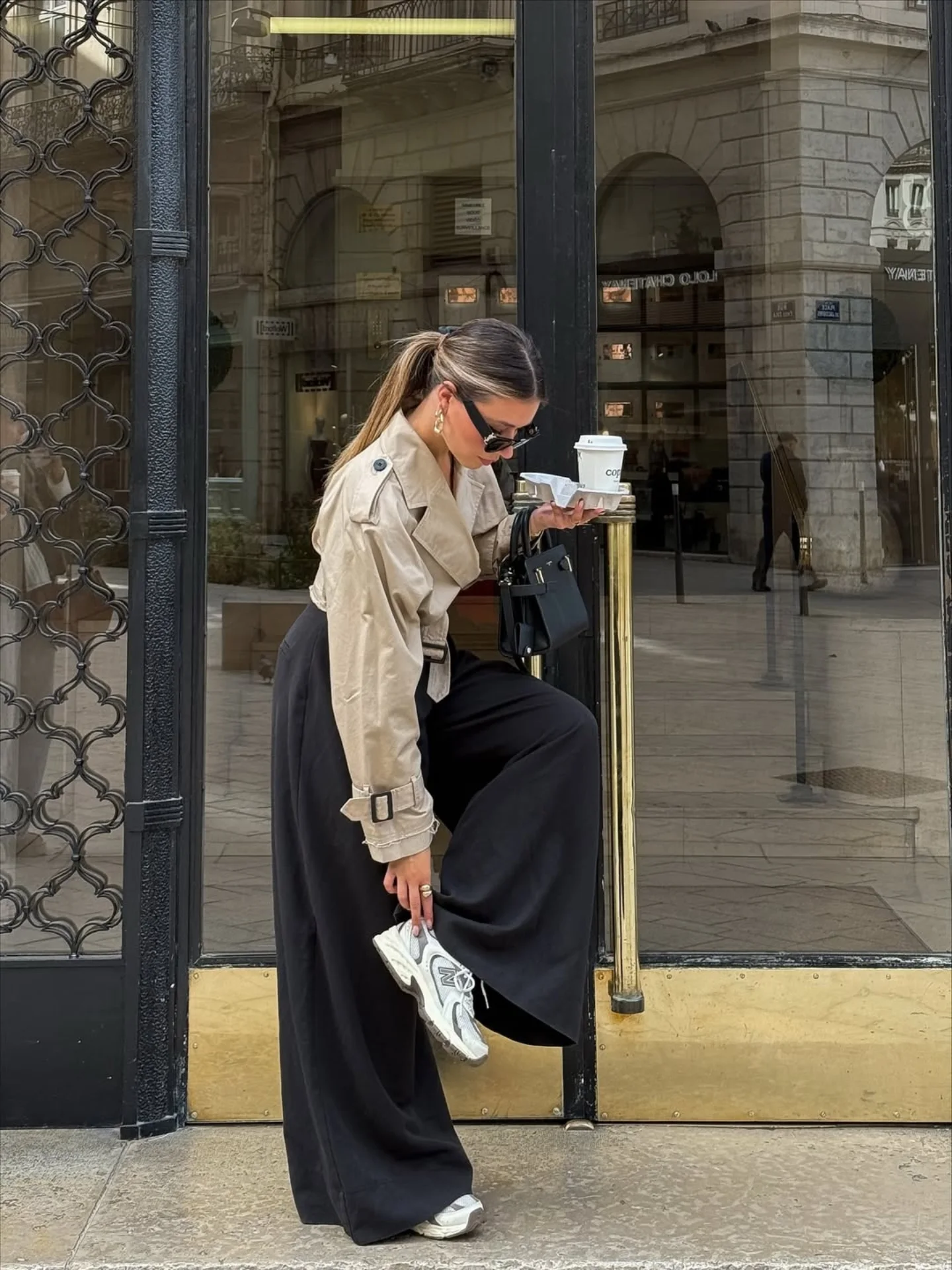nice fall outfits 2026 Wide-Leg Trousers And Sneakers Create Modern City Style