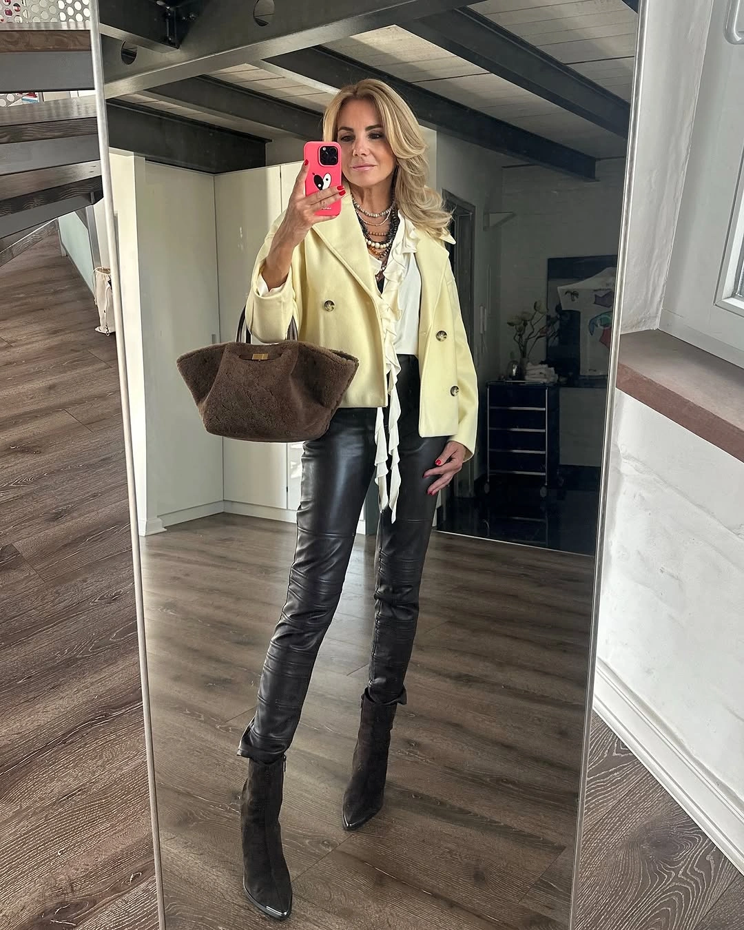 must have fall outfits 2026 Butter Yellow Tailoring Meets Sleek Leather