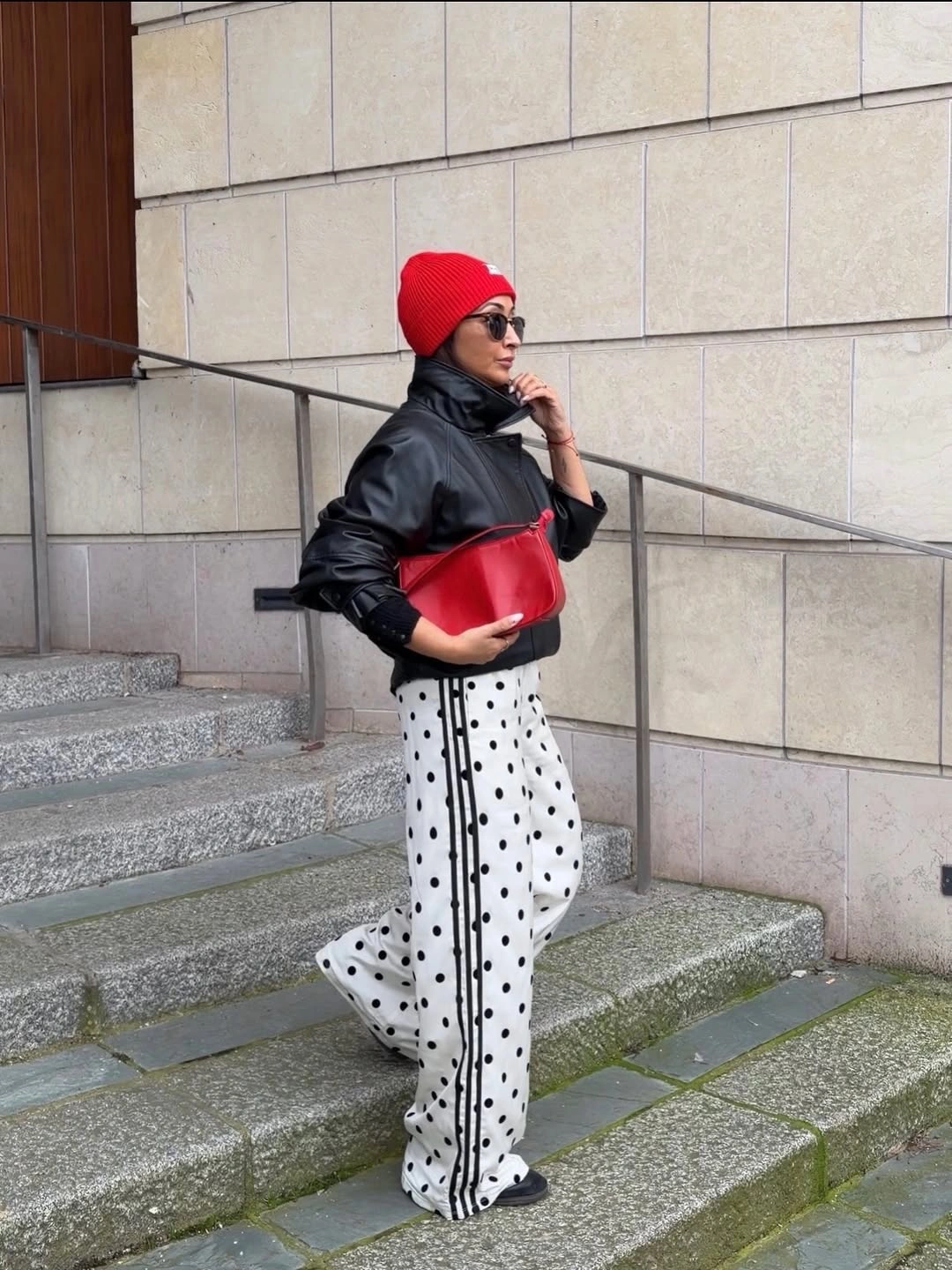 must have fall outfits 2026 Sporty Polka Dots Meet Bold Red Accessories