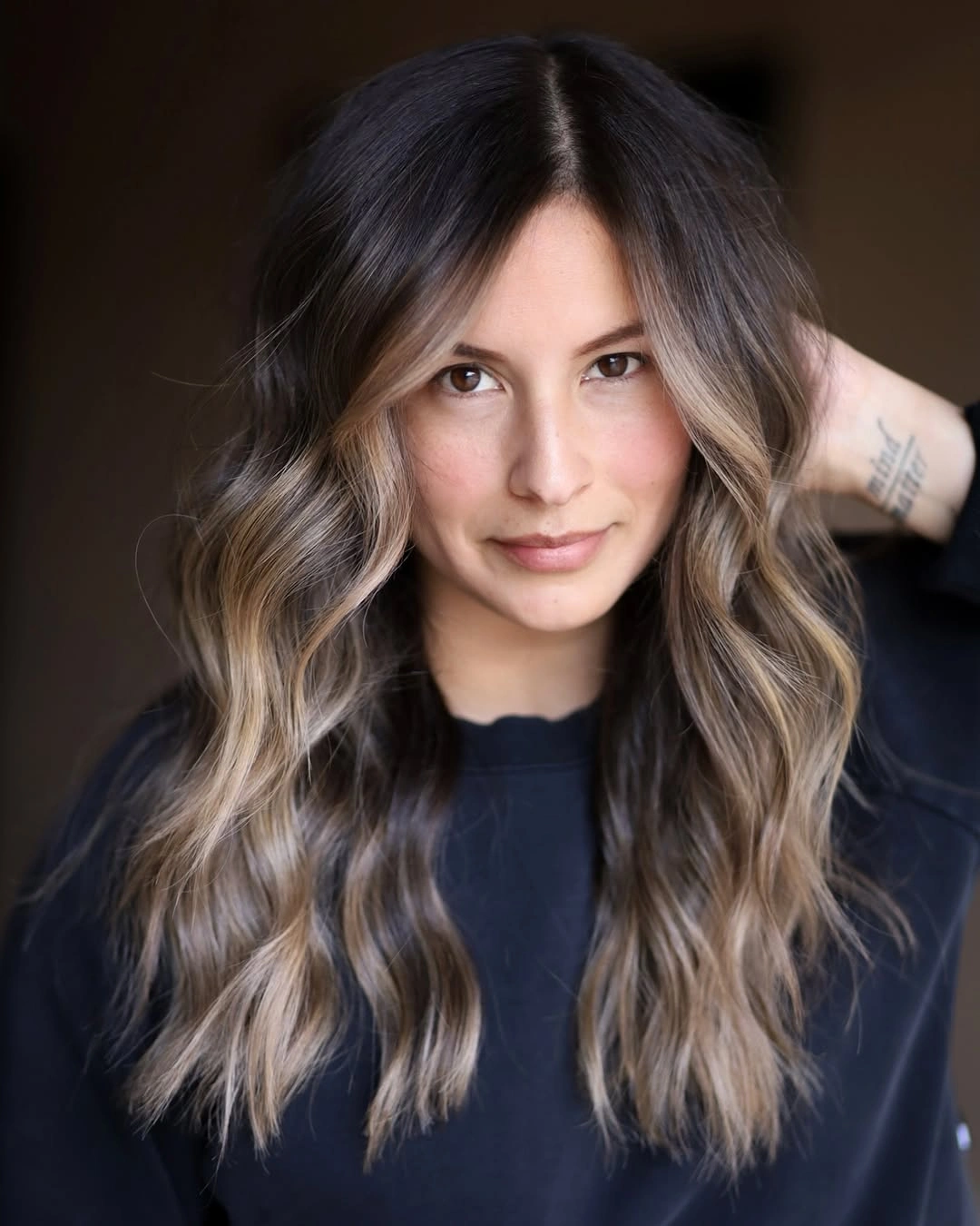august hairstyles and color ideas 2026 Mushroom Brown Waves With Soft Beige Dimension
