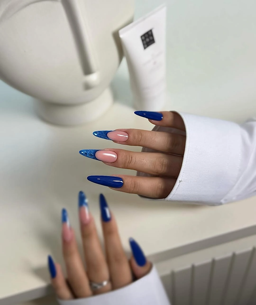 august nails color 2026 Royal Blue French Tips That Make a Bold Summer Statement