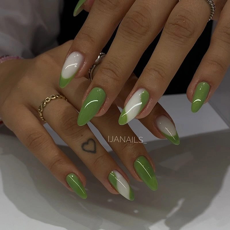 august nails color 2026 Fresh Green French Tips That Bring a Playful Twist to Classic Nails