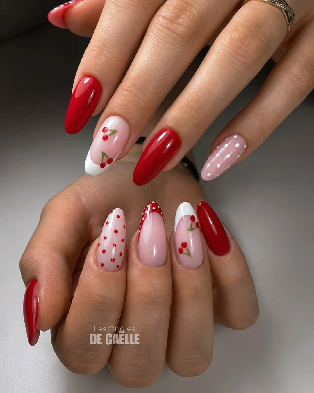 august nails ideas 2026 Cherry Red Nails Full of Sweet Summer Charm